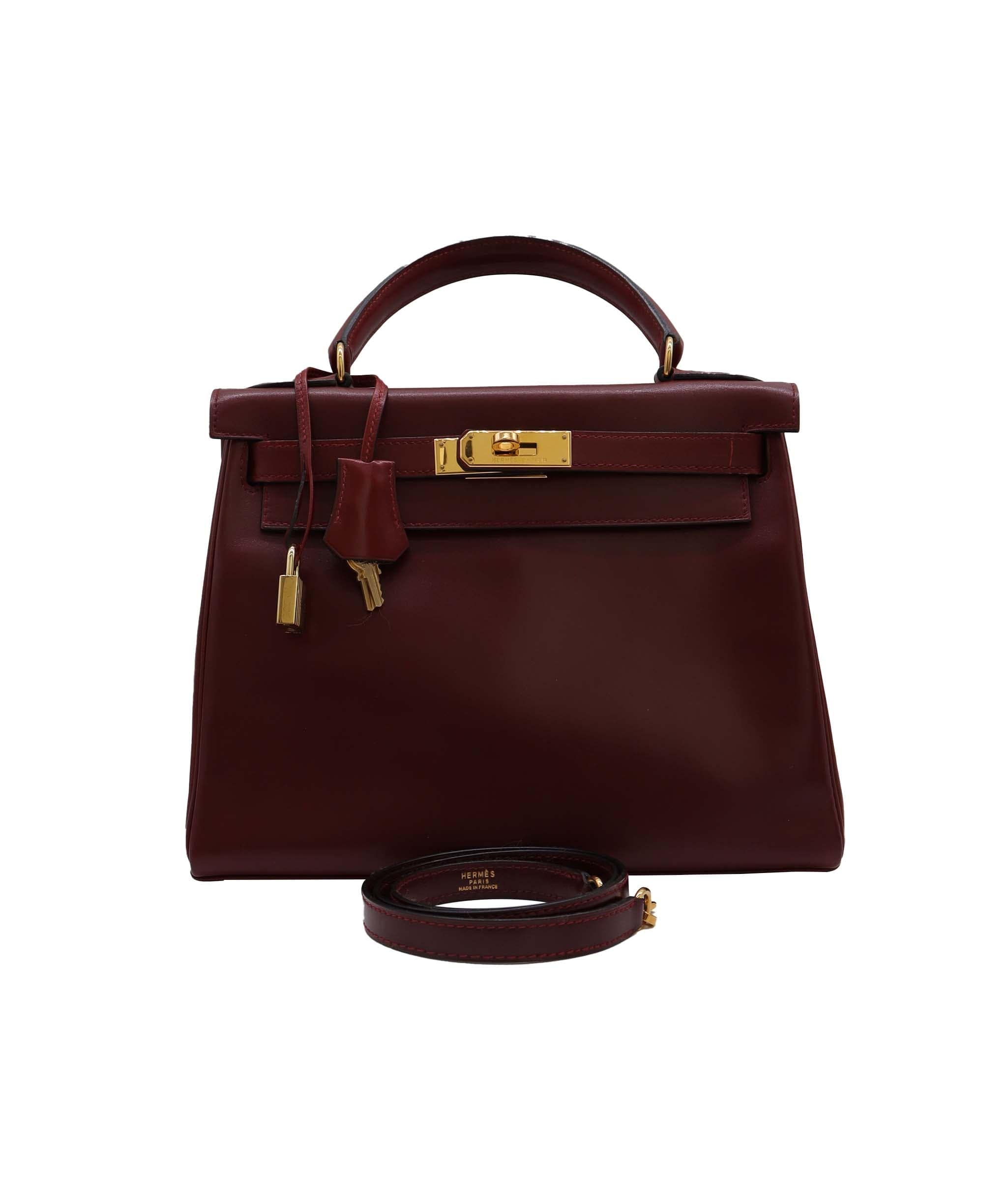 Hermès HERMES Kelly 28 Rouge H Box calf GHW DXBS1012