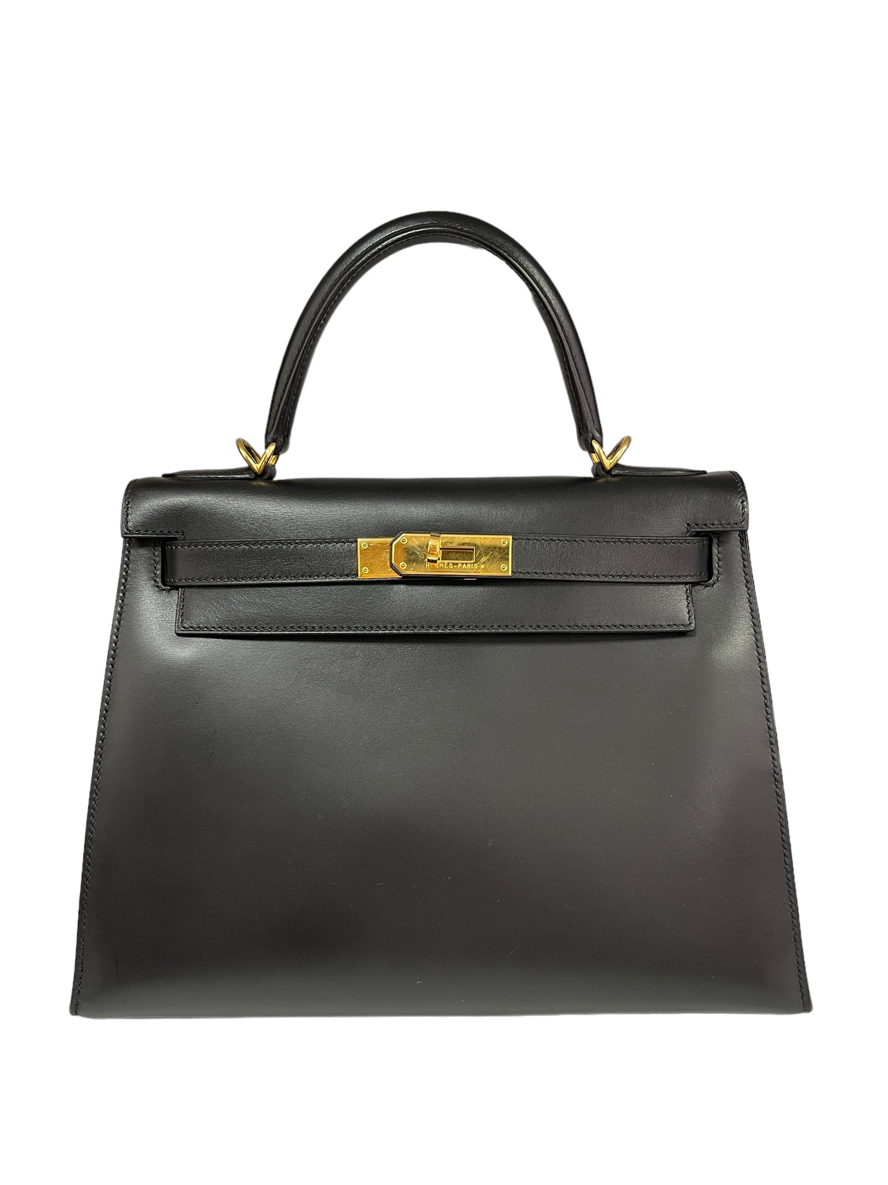 Hermès Hermes Kelly 28 Sellier Black Boxcalf GHW #E SKL1703