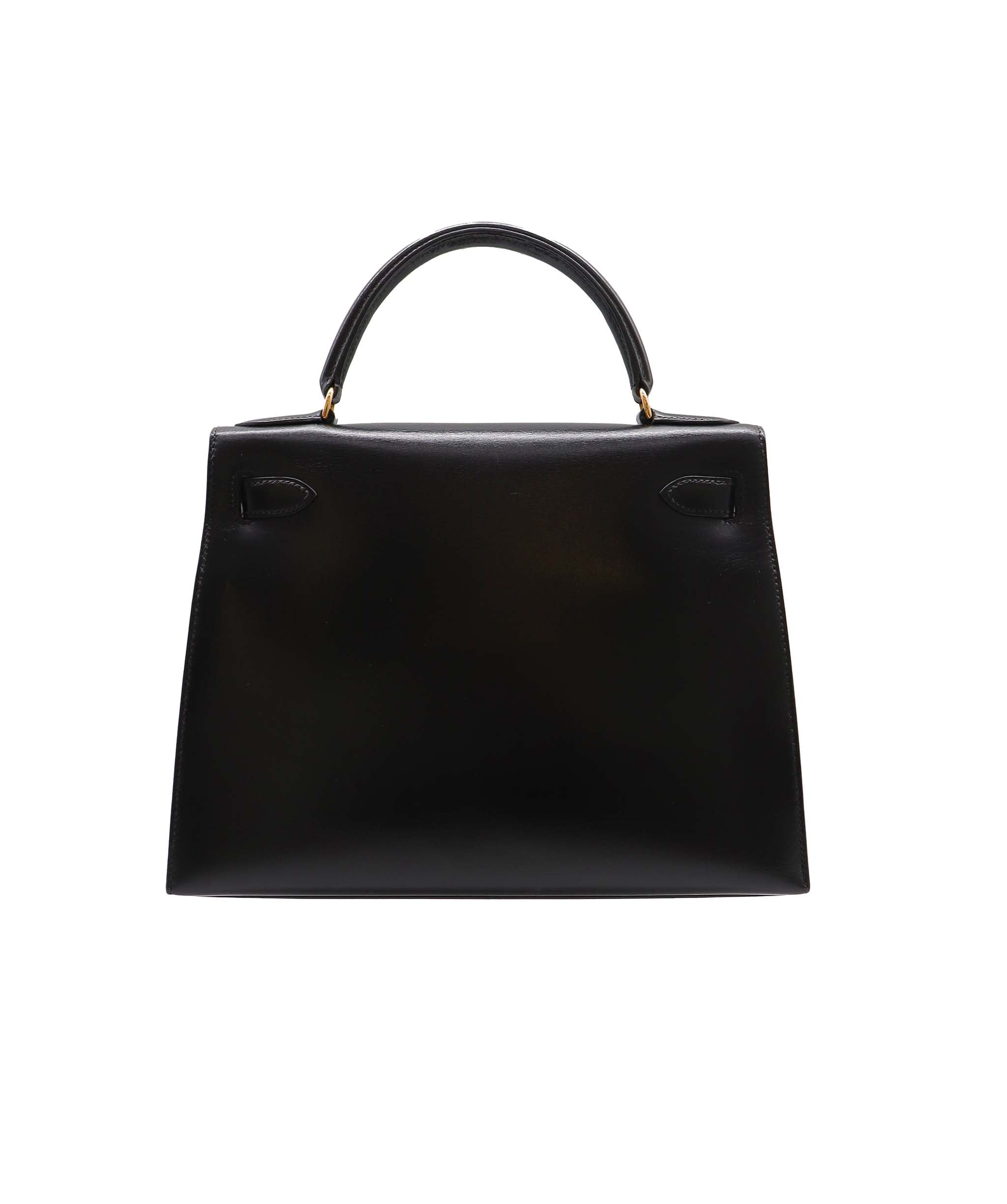 Hermès HERMES KELLY 28 SELLIER BLACK BOXCALF HAND SHOULDER BAG 〇V DXBS2200