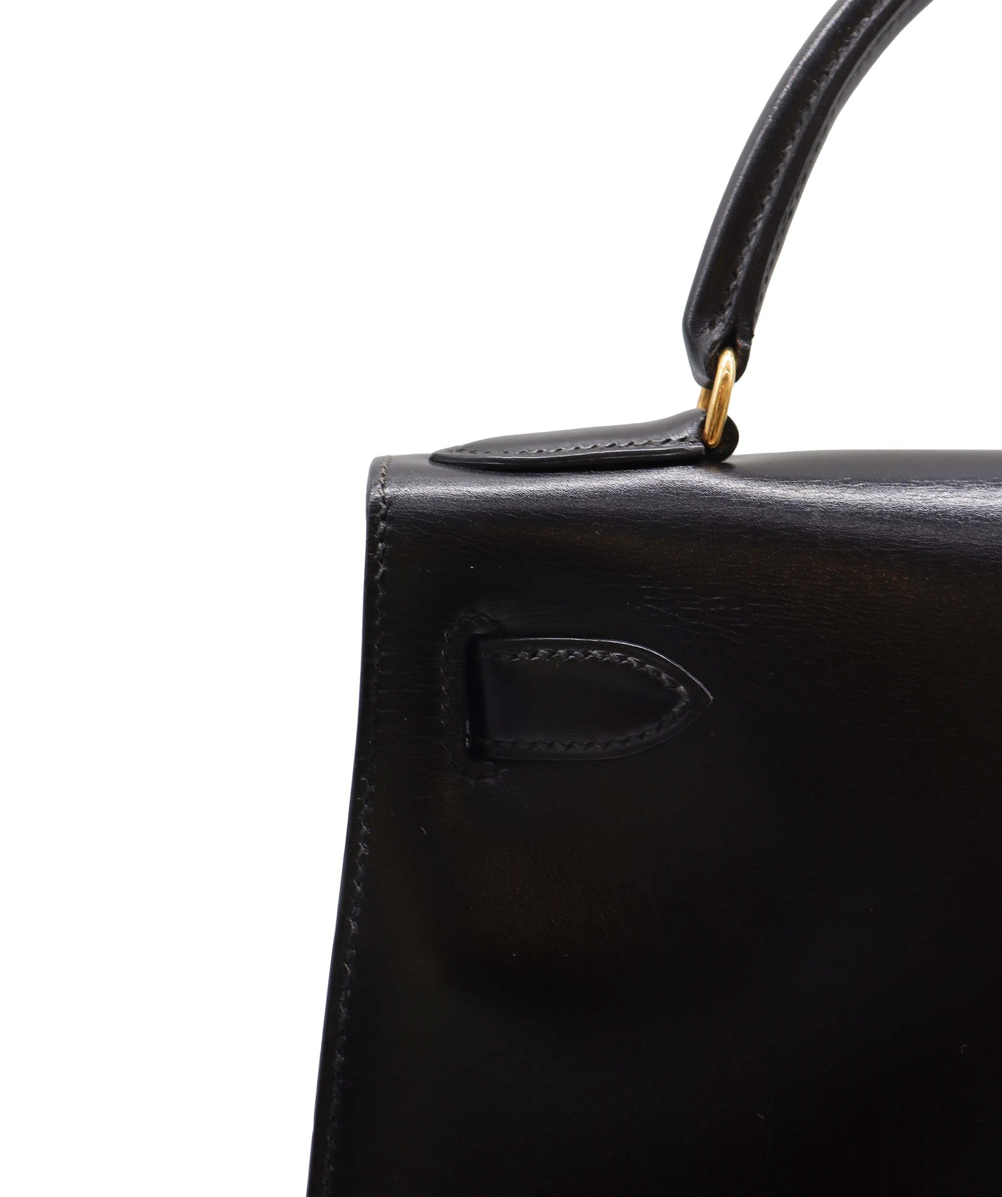 Hermès HERMES KELLY 28 SELLIER BLACK BOXCALF HAND SHOULDER BAG 〇V DXBS2200