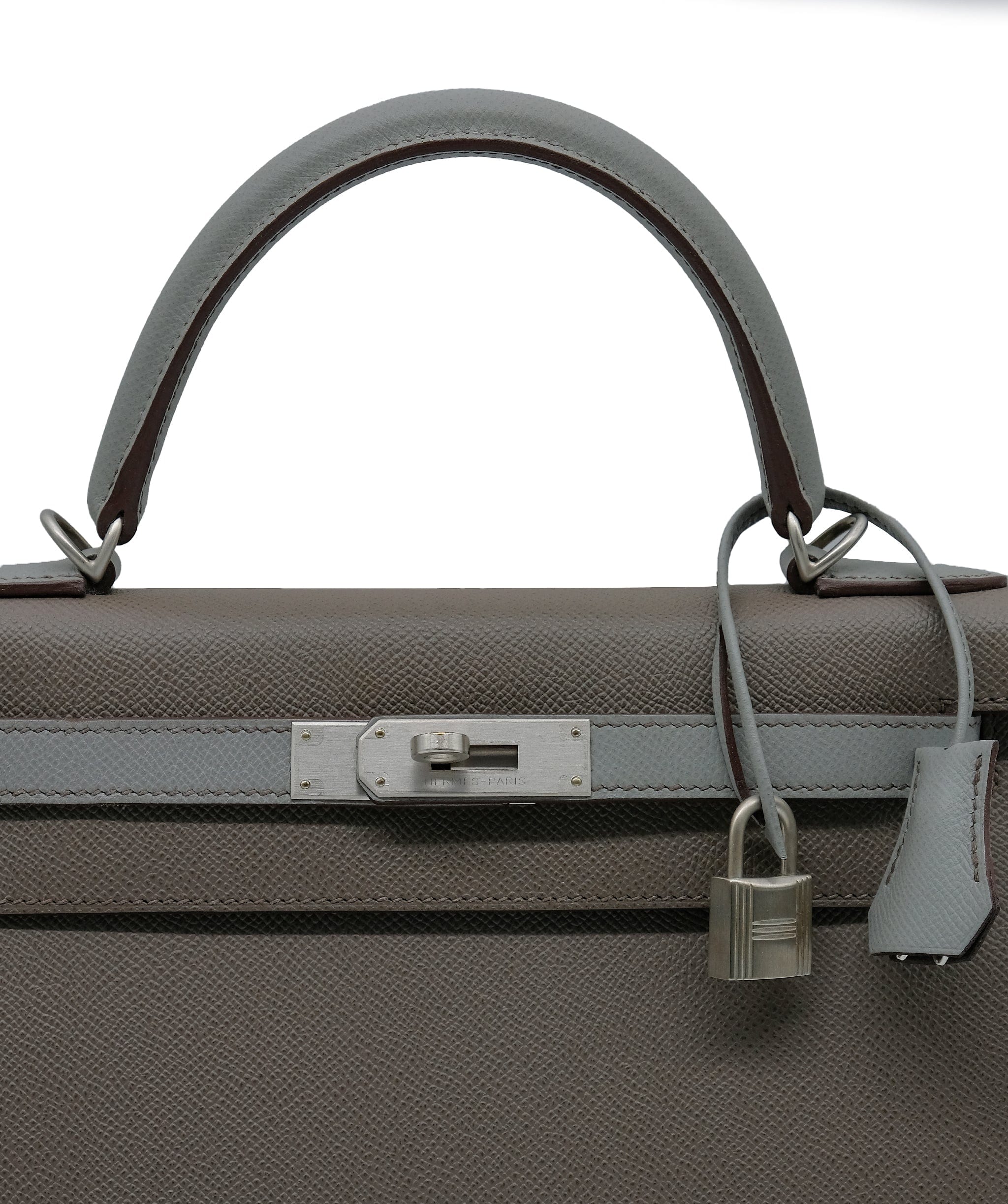 Hermès Hermes Kelly 28 Sellier HSS Etain / Gris Mouette Epsom Matte PHW #T SKC1712