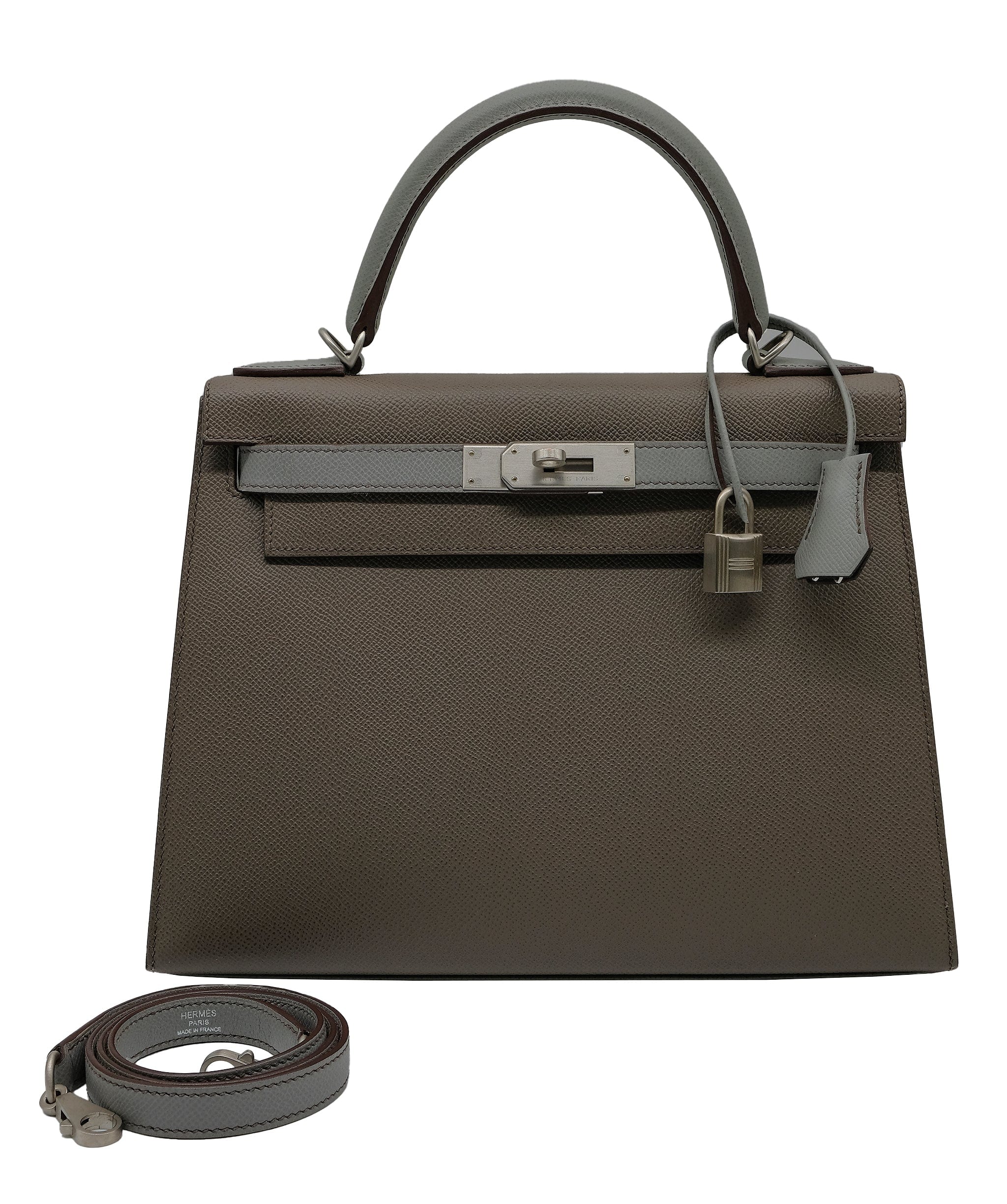 Hermès Hermes Kelly 28 Sellier HSS Etain / Gris Mouette Epsom Matte PHW #T SKC1712