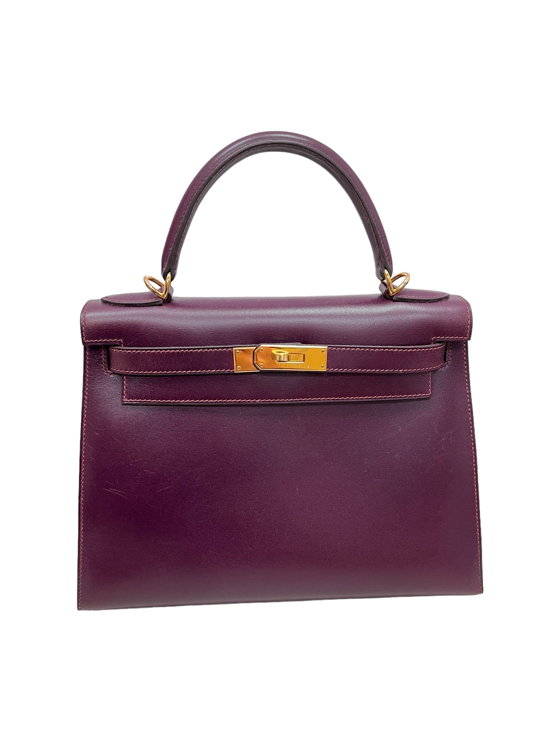 Hermès Hermès Kelly 28 Sellier Raisin Boxcalf GHW #E SKC1736