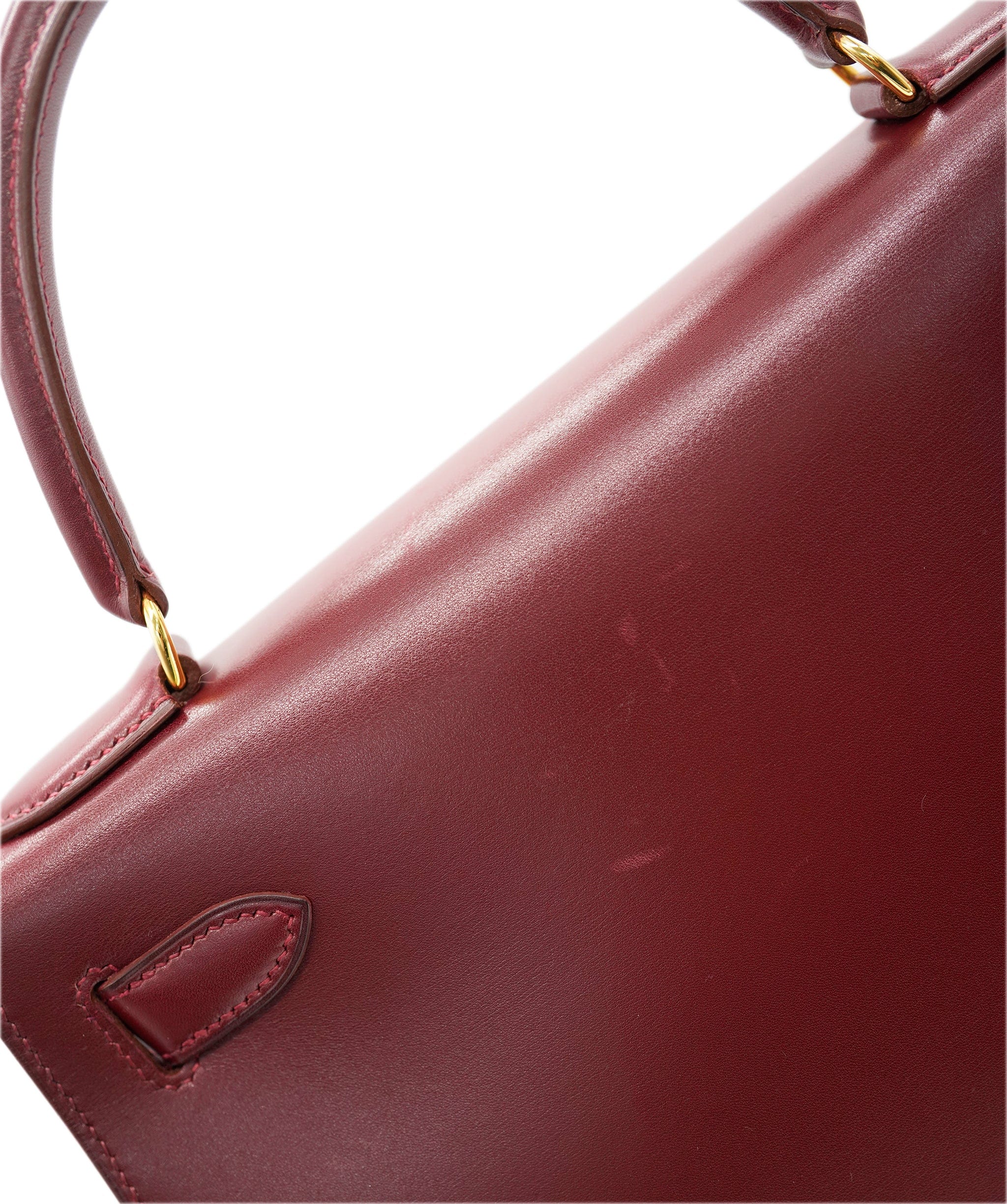 Hermès HERMES KELLY 28 SELLIER ROUGE H BOXCALF HAND SHOULDER BAG V DBXS0002