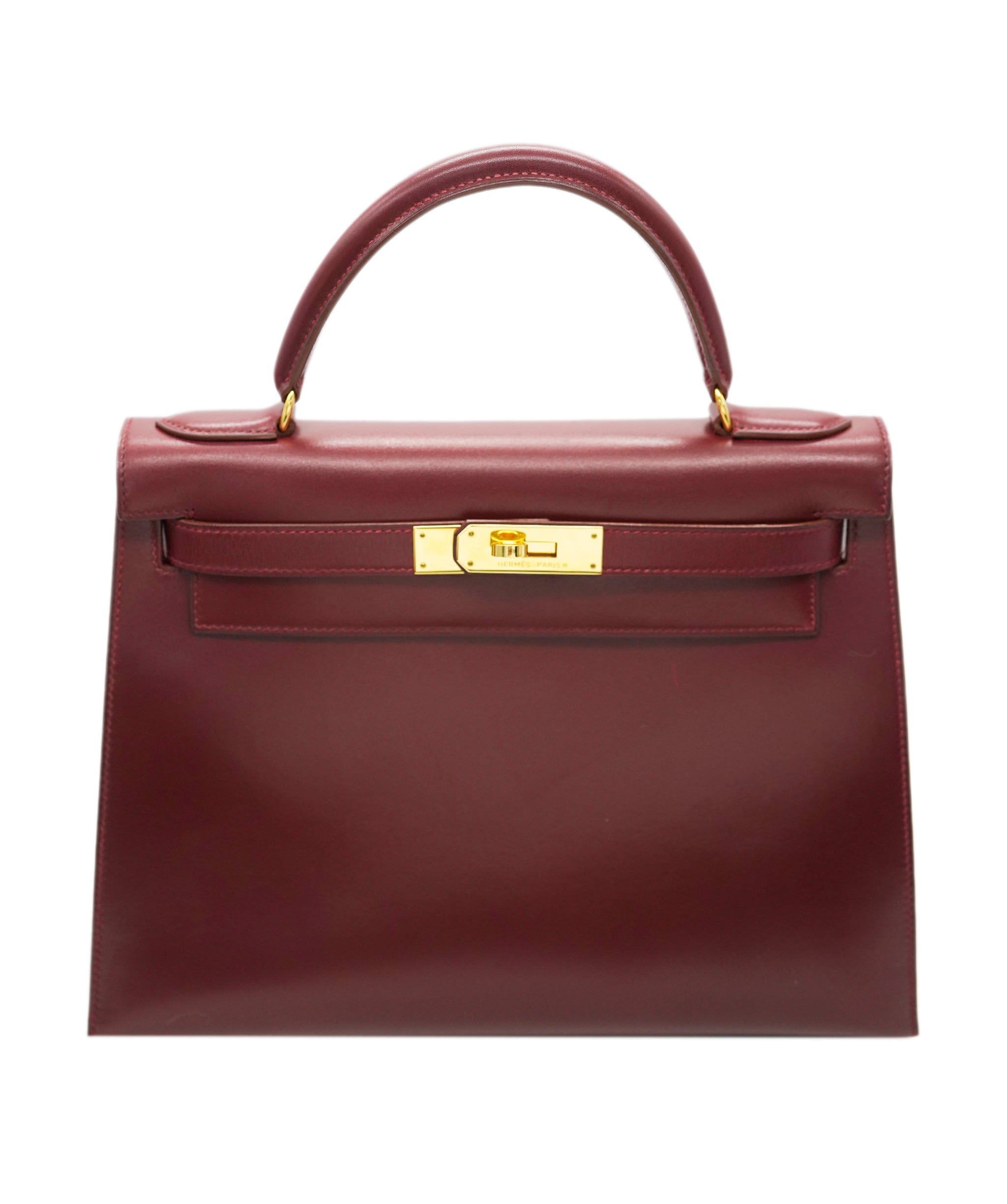 Hermès HERMES KELLY 28 SELLIER ROUGE H BOXCALF HAND SHOULDER BAG V DBXS0002