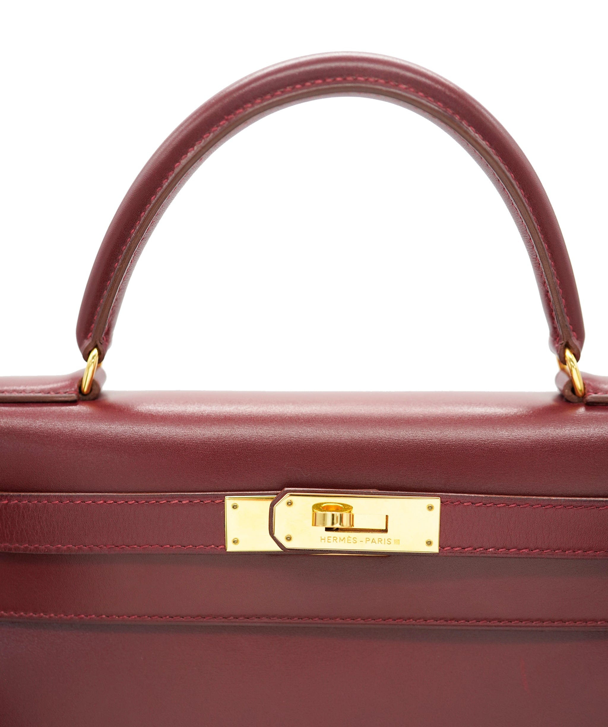 Hermès HERMES KELLY 28 SELLIER ROUGE H BOXCALF HAND SHOULDER BAG V DBXS0002