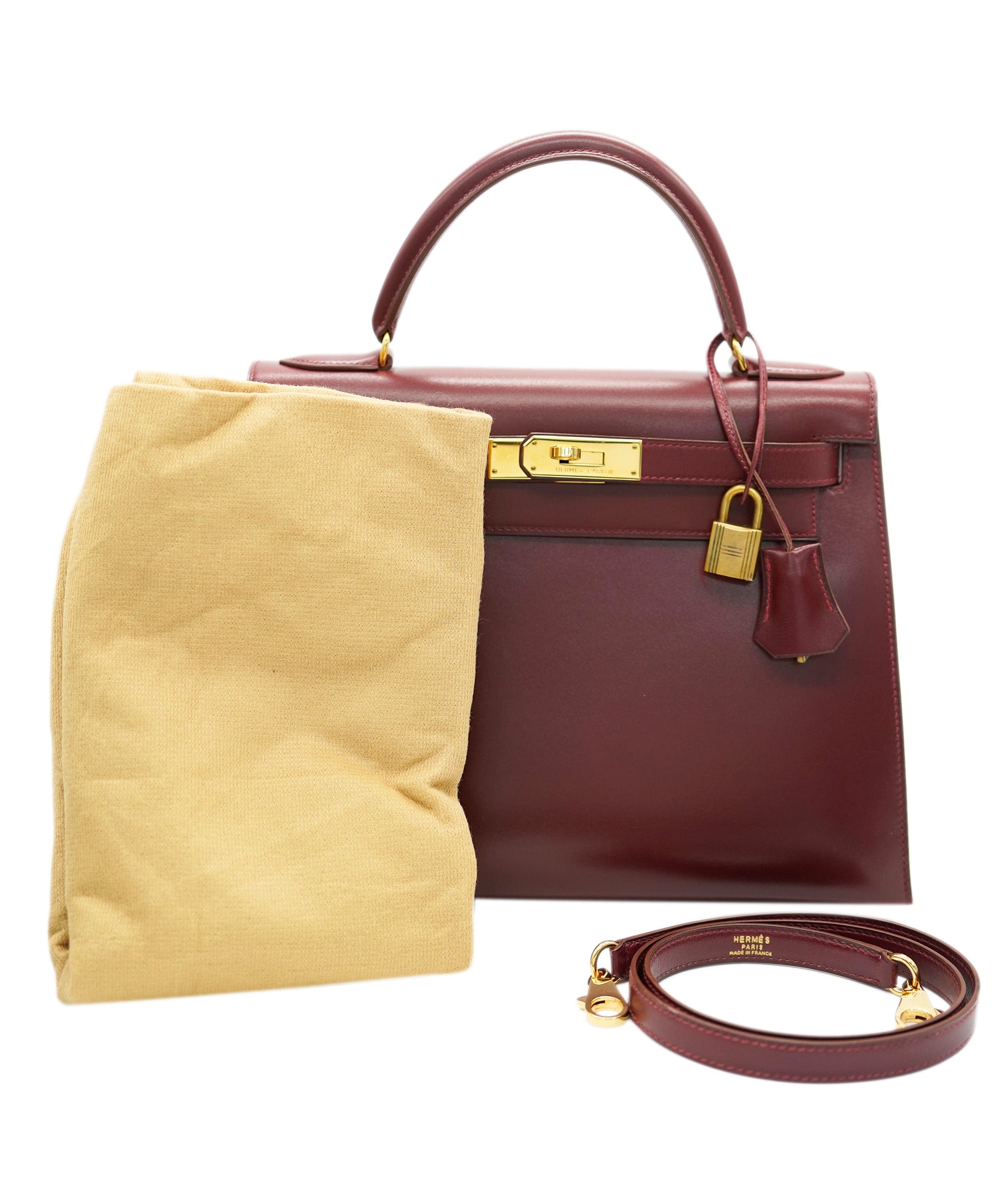 Hermès HERMES KELLY 28 SELLIER ROUGE H BOXCALF HAND SHOULDER BAG V DBXS0002