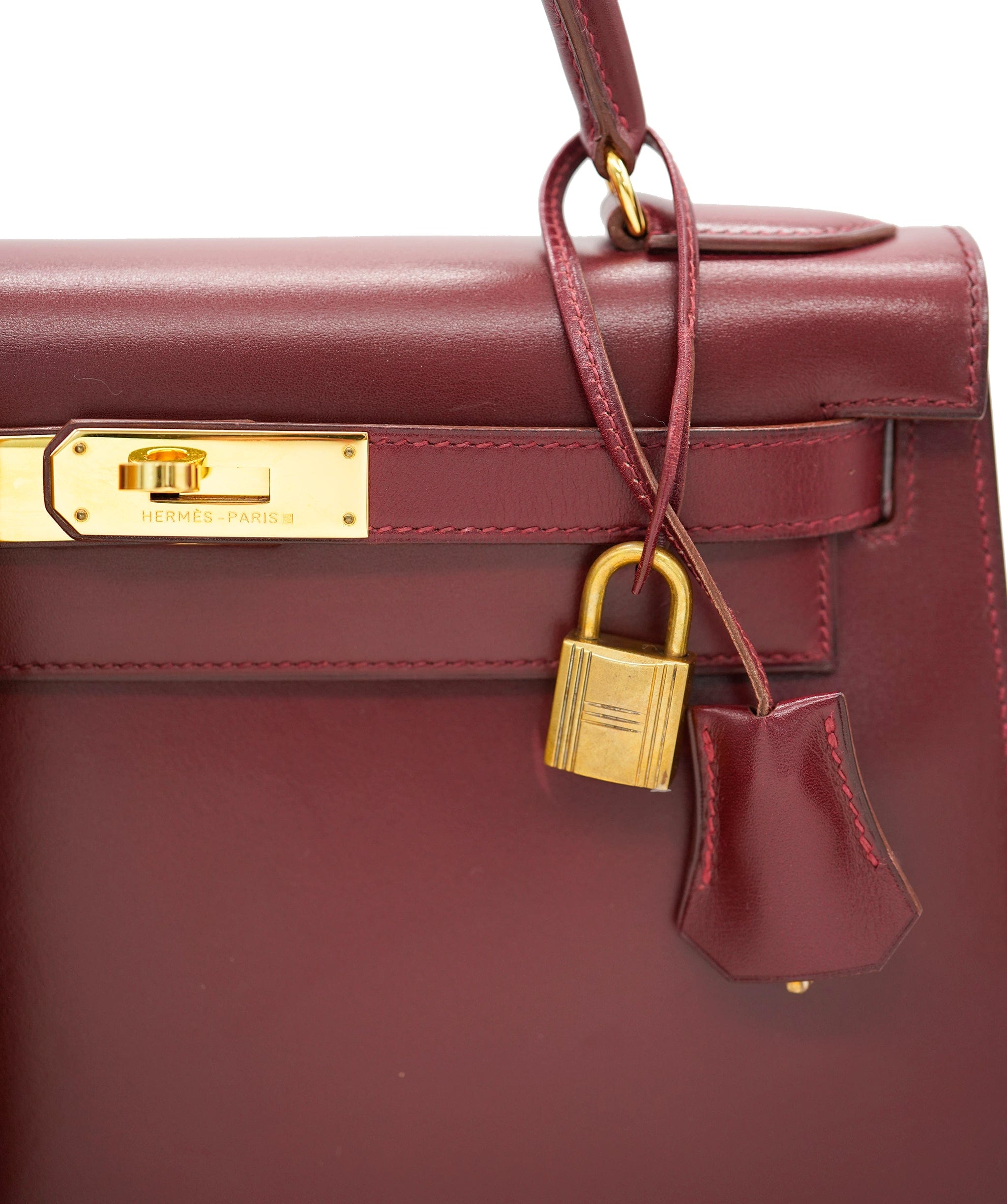 Hermès HERMES KELLY 28 SELLIER ROUGE H BOXCALF HAND SHOULDER BAG V DBXS0002