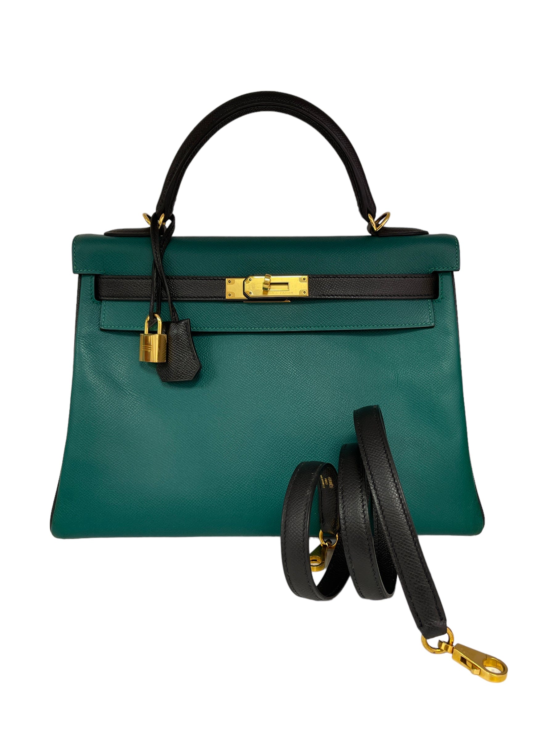 Hermès Hermes Kelly 32 HSS Malacite / Black Epsom GHW #R SKC1528