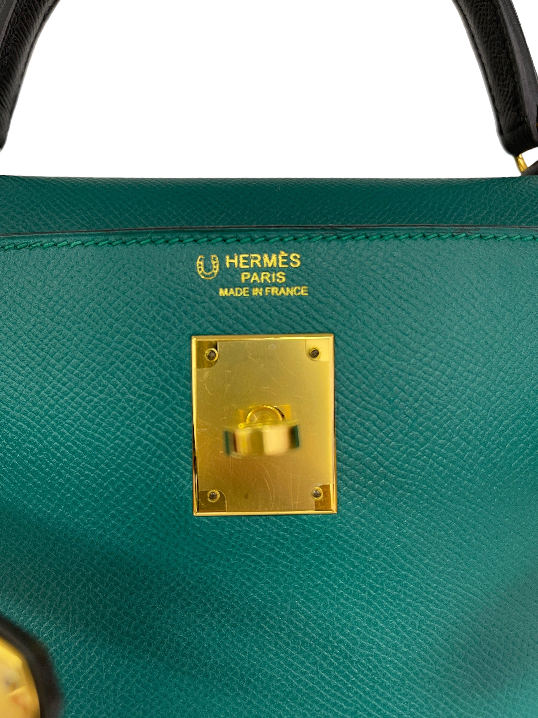 Hermès Hermes Kelly 32 HSS Malacite / Black Epsom GHW #R SKC1528