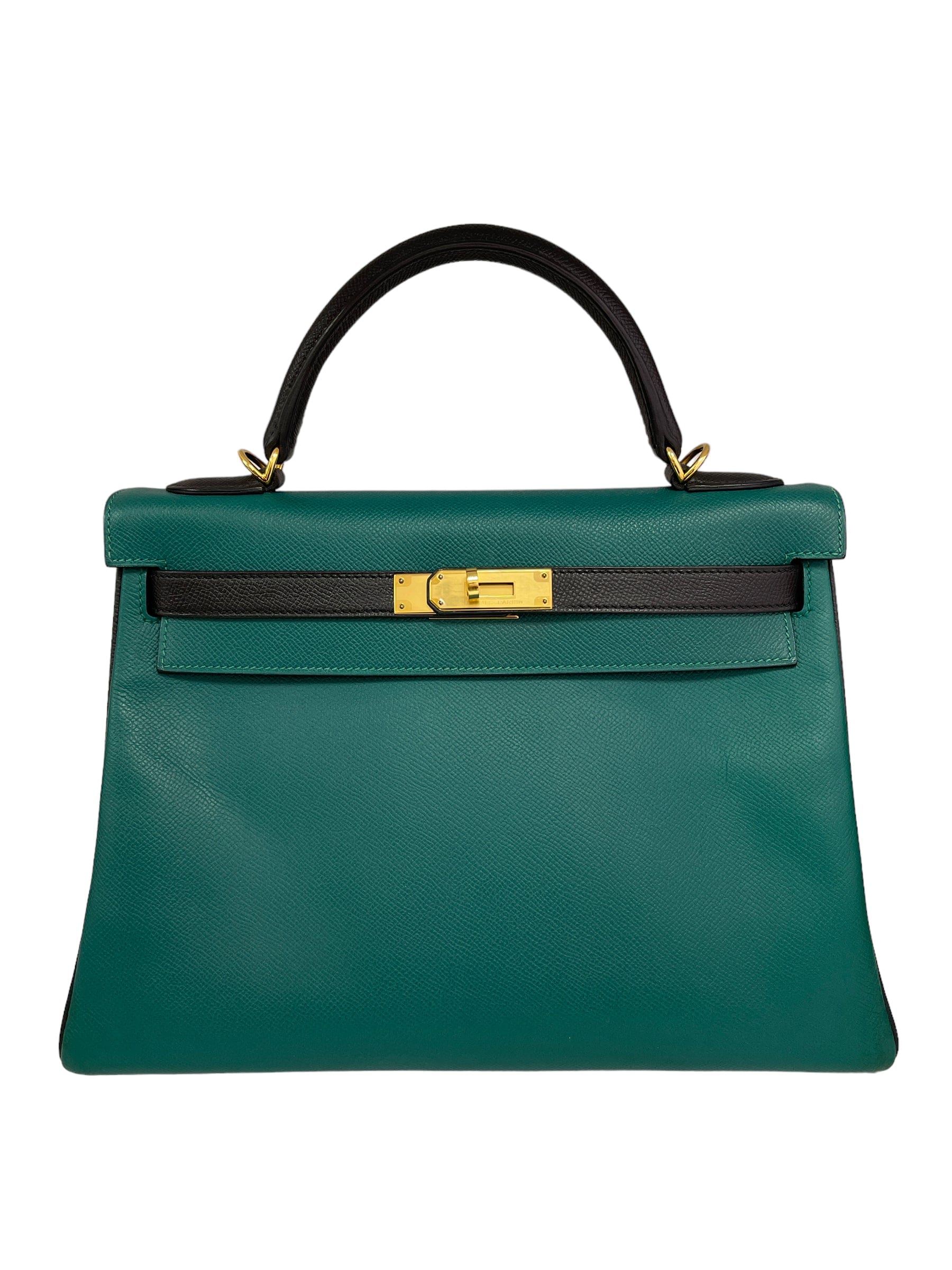 Hermès Hermes Kelly 32 HSS Malacite / Black Epsom GHW #R SKC1528