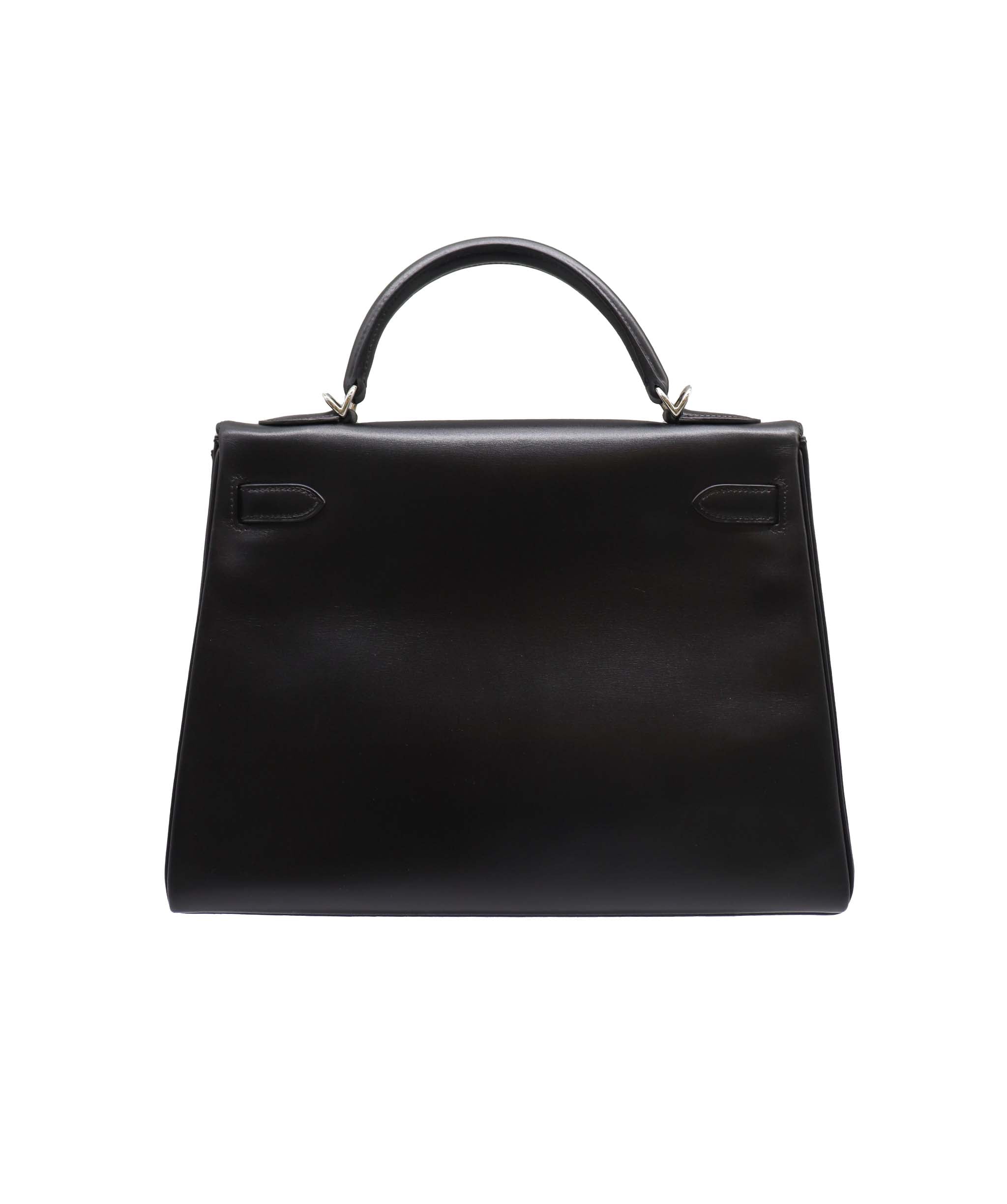 Hermès HERMES KELLY 32 RETOURNE BLACK BOXCALF HAND SHOULDER BAG □F SHW DXBS2221