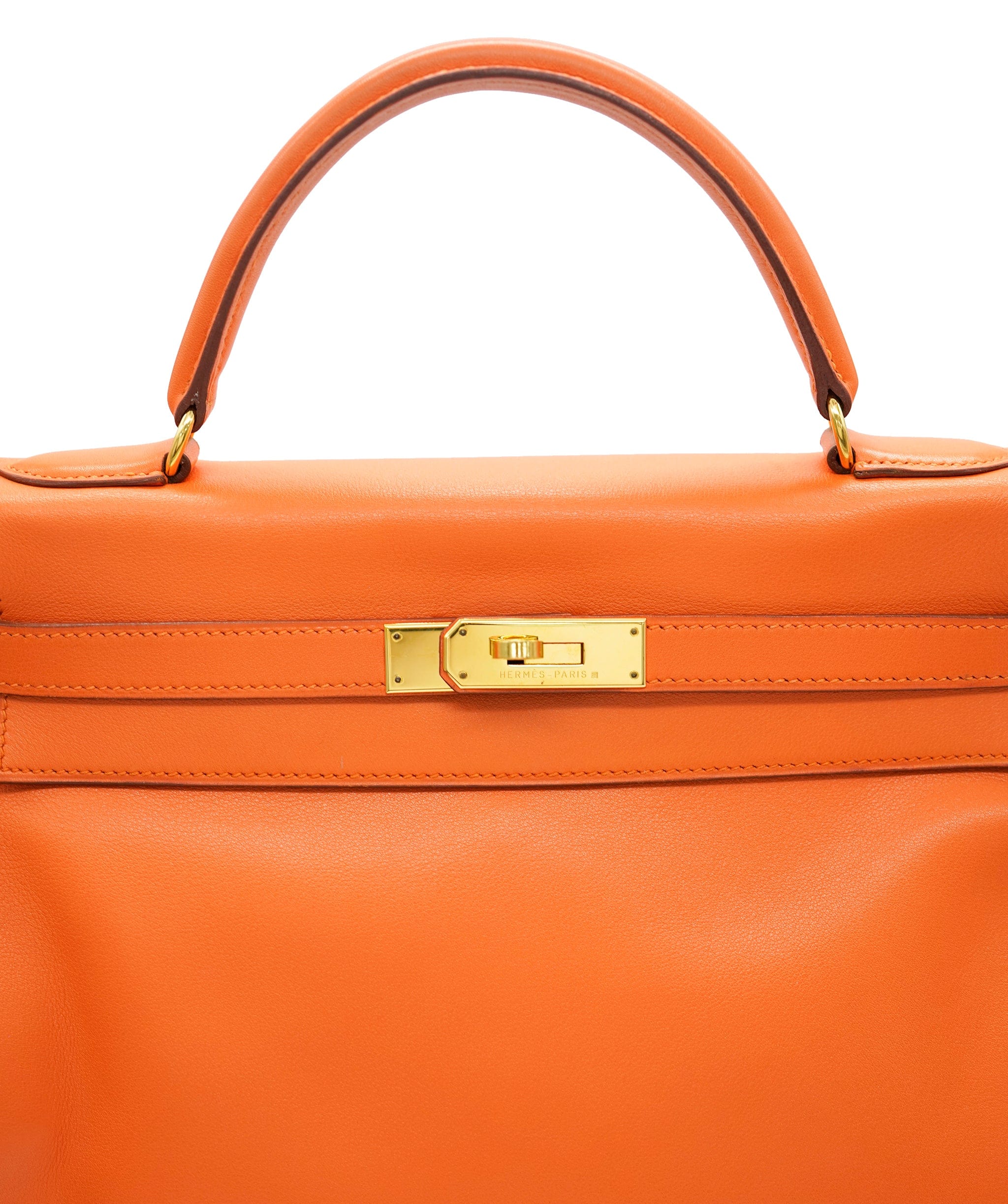 Hermès HERMES KELLY 32 RETOURNE ORANGE SWIFT HAND SHOULDER BAG B DBXS0019