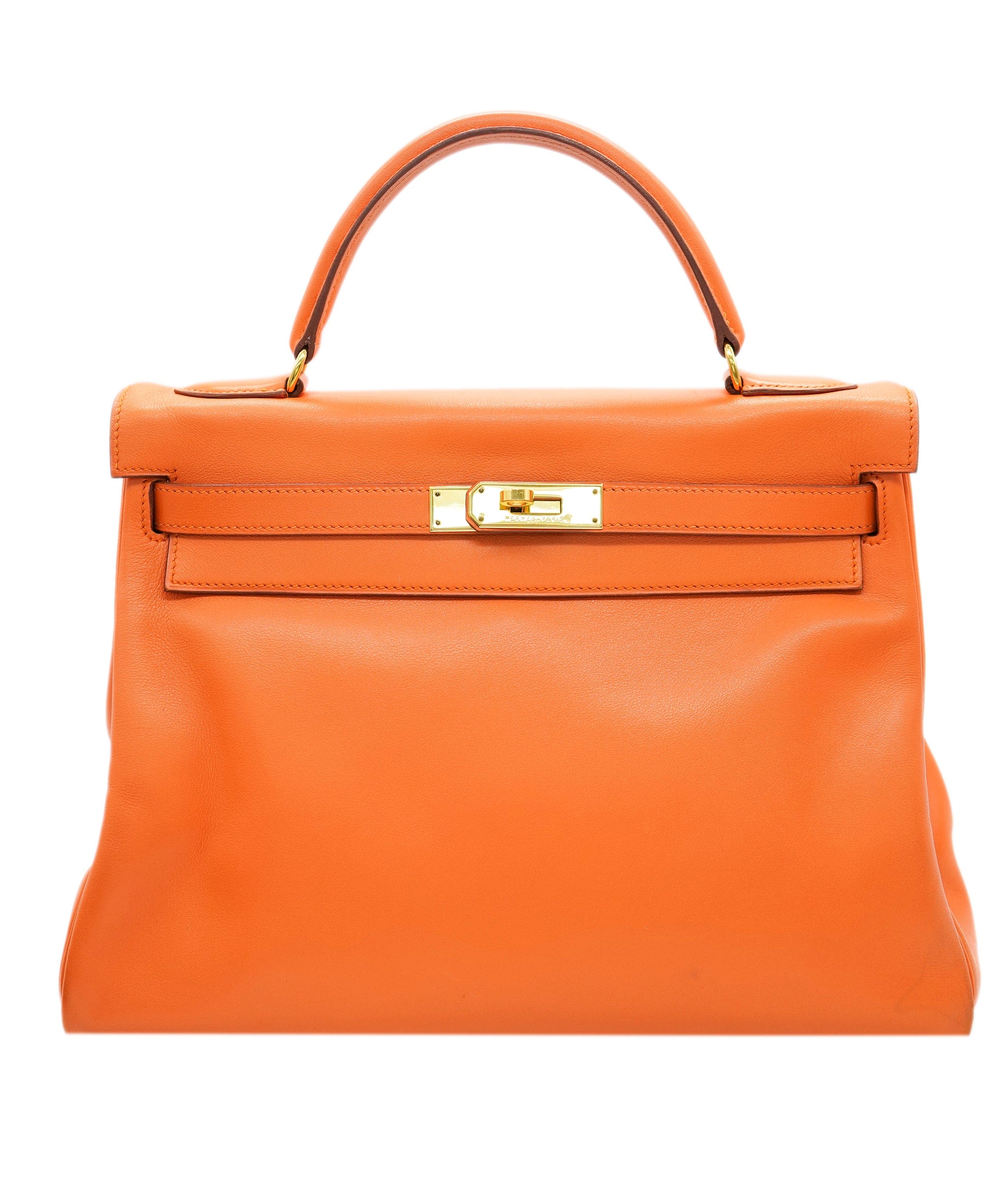 Hermès HERMES KELLY 32 RETOURNE ORANGE SWIFT HAND SHOULDER BAG B DBXS0019