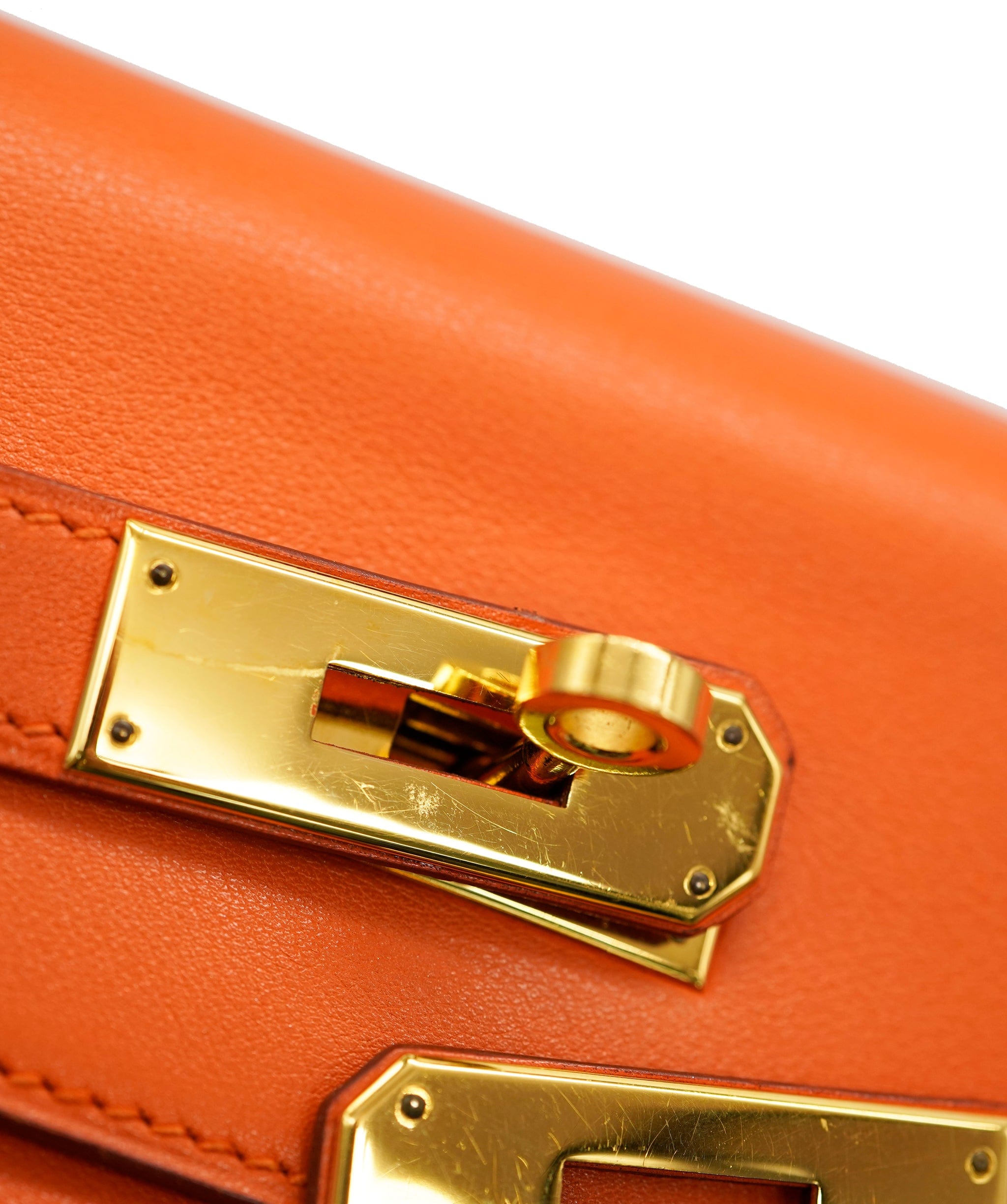 Hermès HERMES KELLY 32 RETOURNE ORANGE SWIFT HAND SHOULDER BAG B DBXS0019