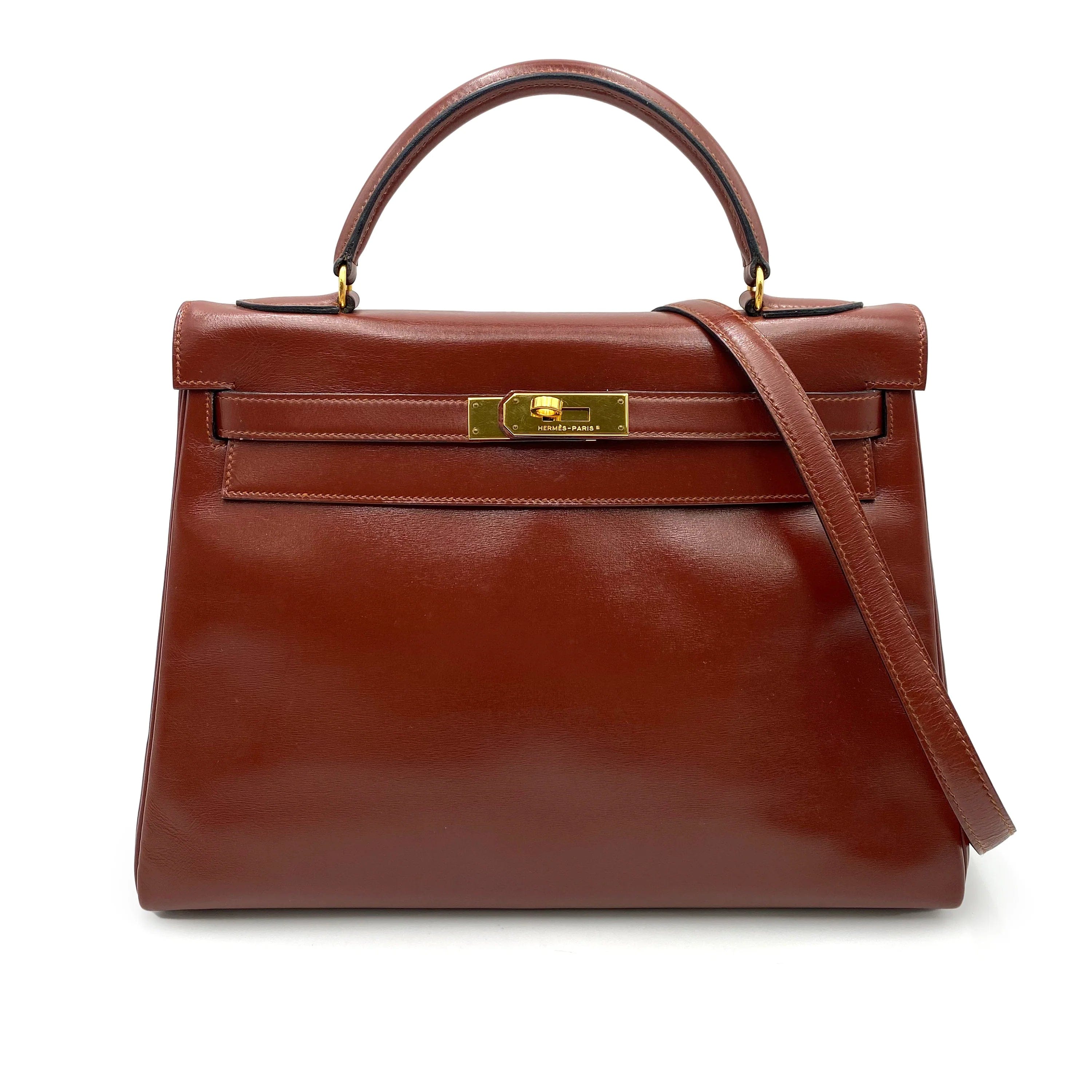 Hermès HERMES KELLY 32 RETOURNE ROUGE H BOXCALF HAND SHOULDER BAG 〇T DBXS0024