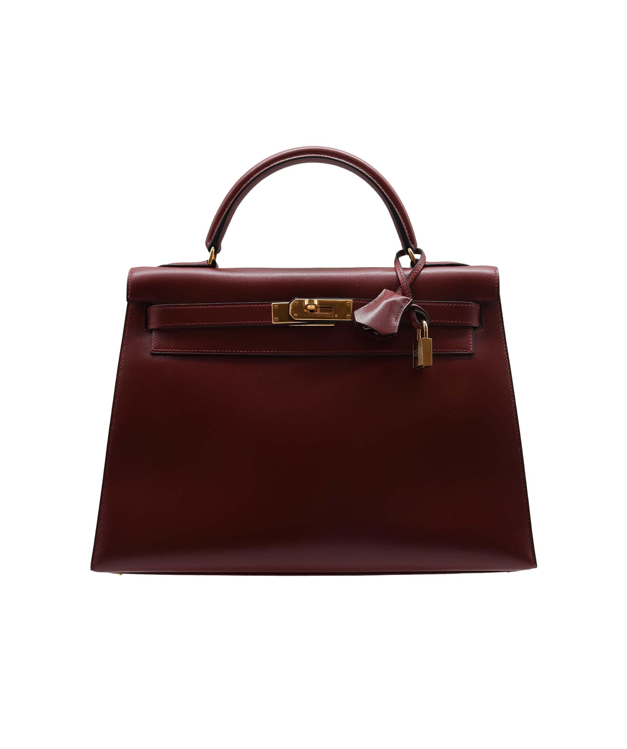 Hermès HERMES KELLY 32 ROUGE BOXCALF HAND SHOULDER BAG □D DXBS2201