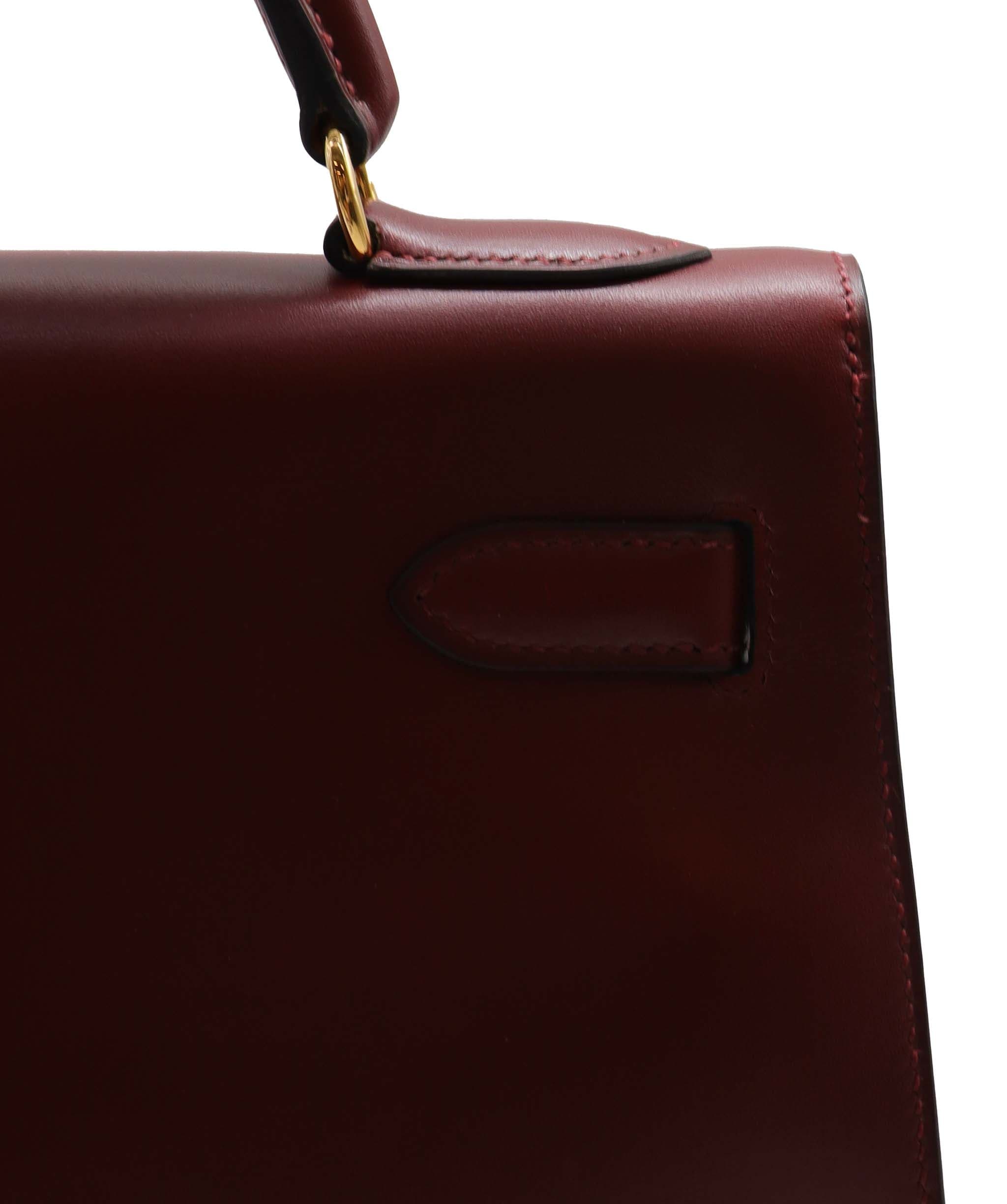 Hermès HERMES KELLY 32 ROUGE BOXCALF HAND SHOULDER BAG □D DXBS2201