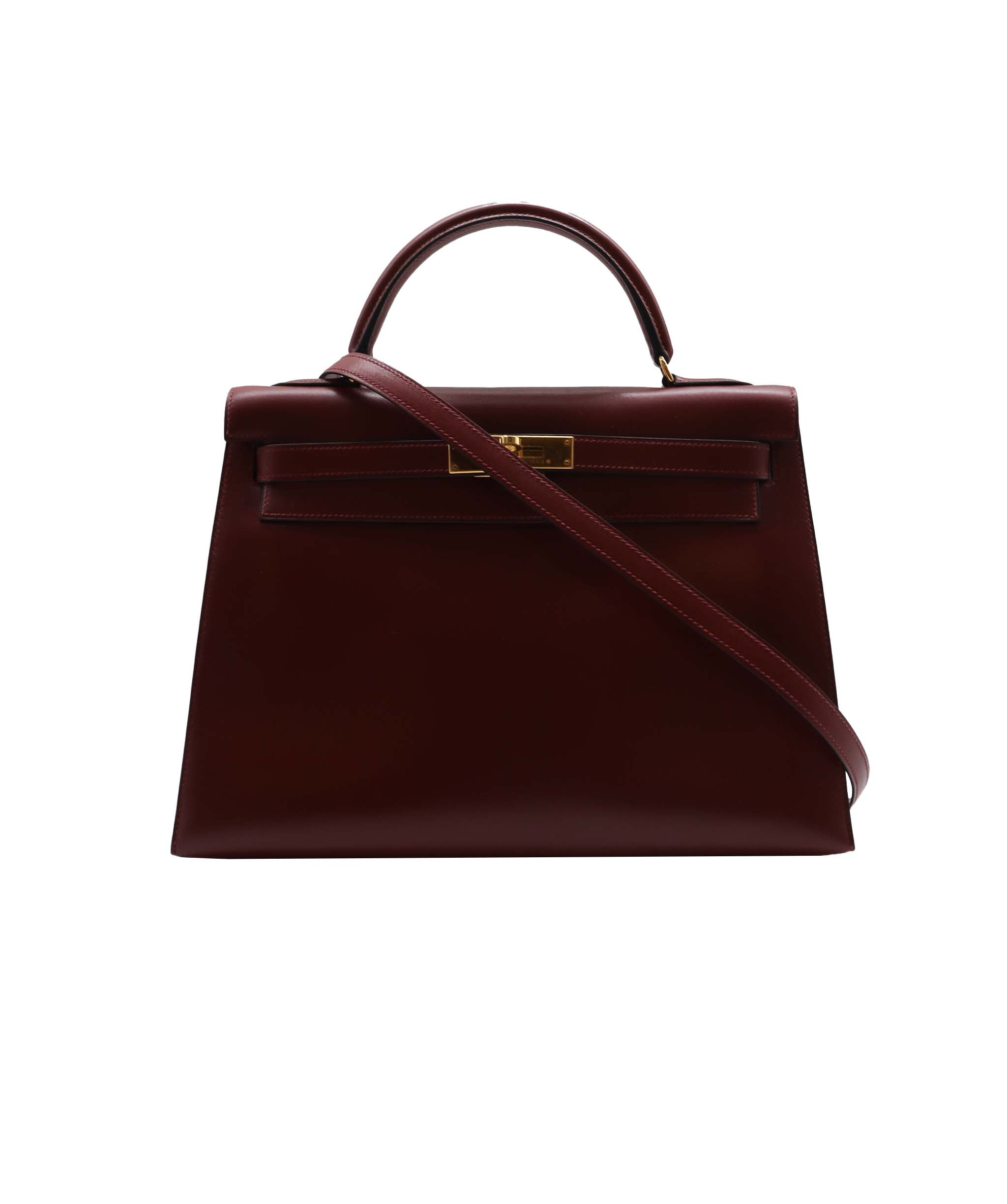 Hermès HERMES KELLY 32 ROUGE BOXCALF HAND SHOULDER BAG □D DXBS2201