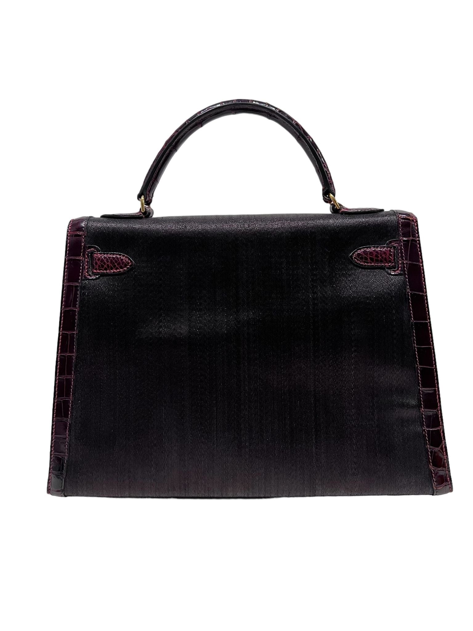 Hermès Hermes Kelly 32 Sellier Bordeaux Porosus / Crinoline GHW #i SKC1422