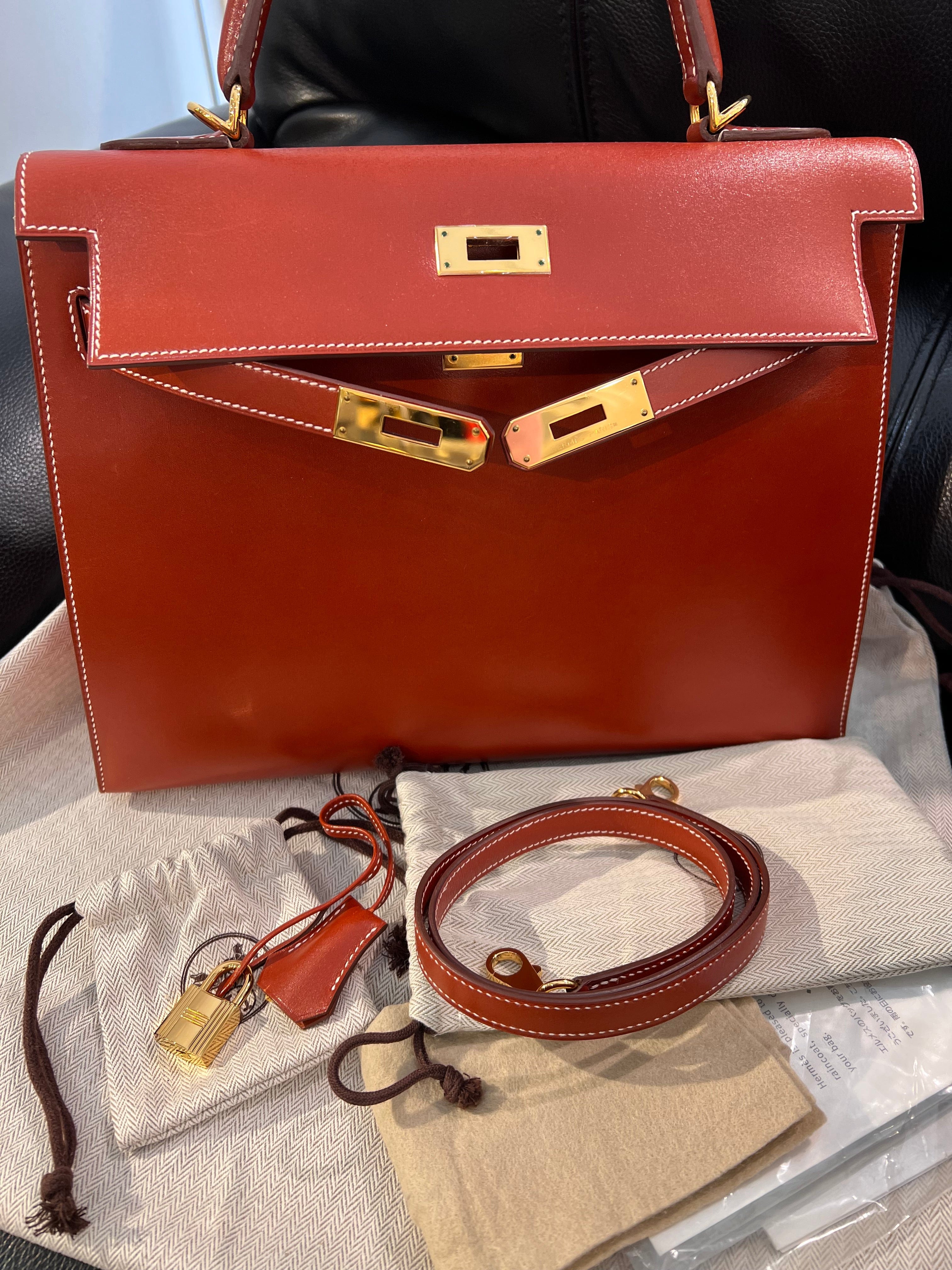 Hermès Hermes Kelly 32 Sellier Brique GHW #N SYC1176