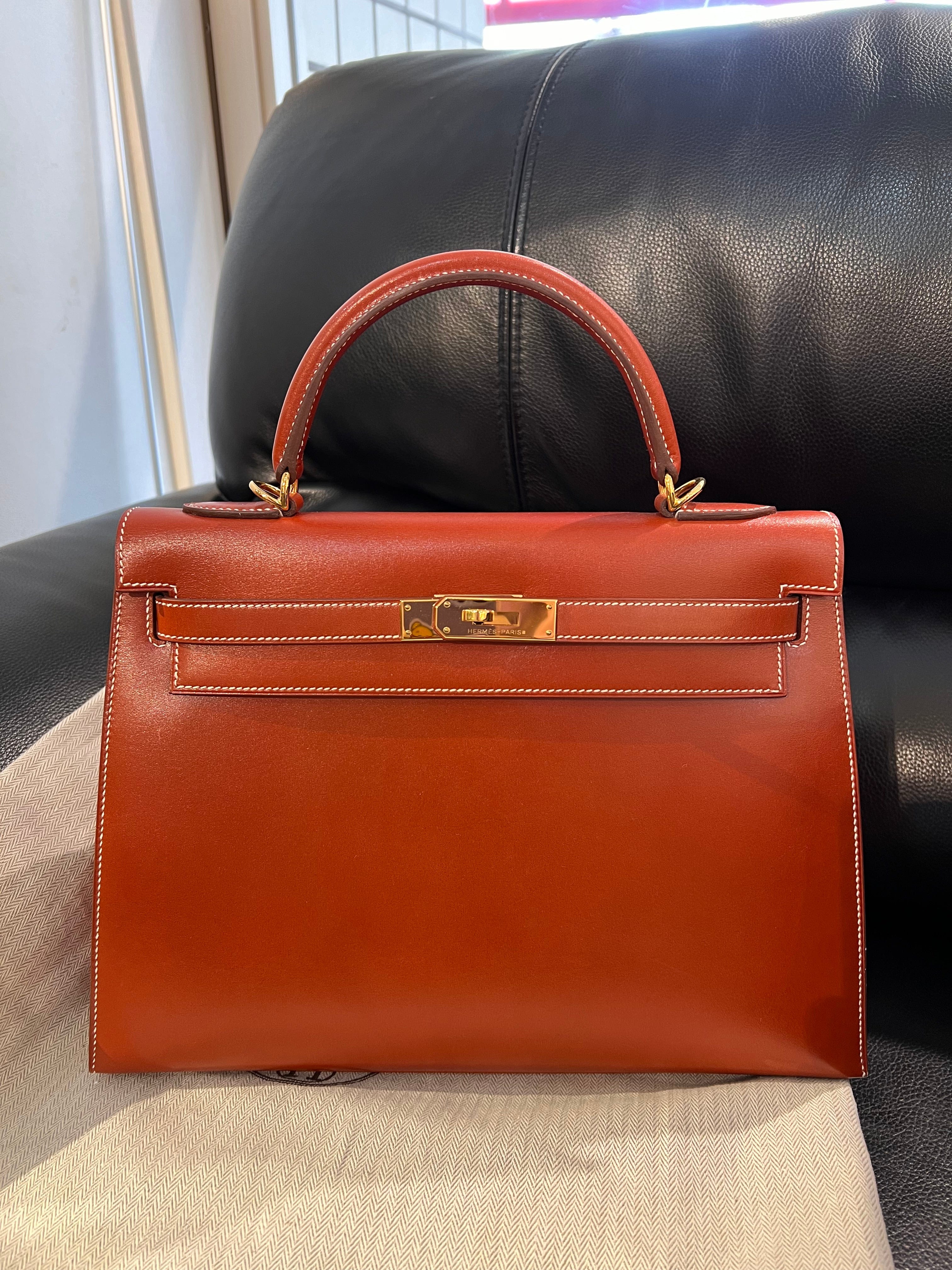 Hermès Hermes Kelly 32 Sellier Brique GHW #N SYC1176