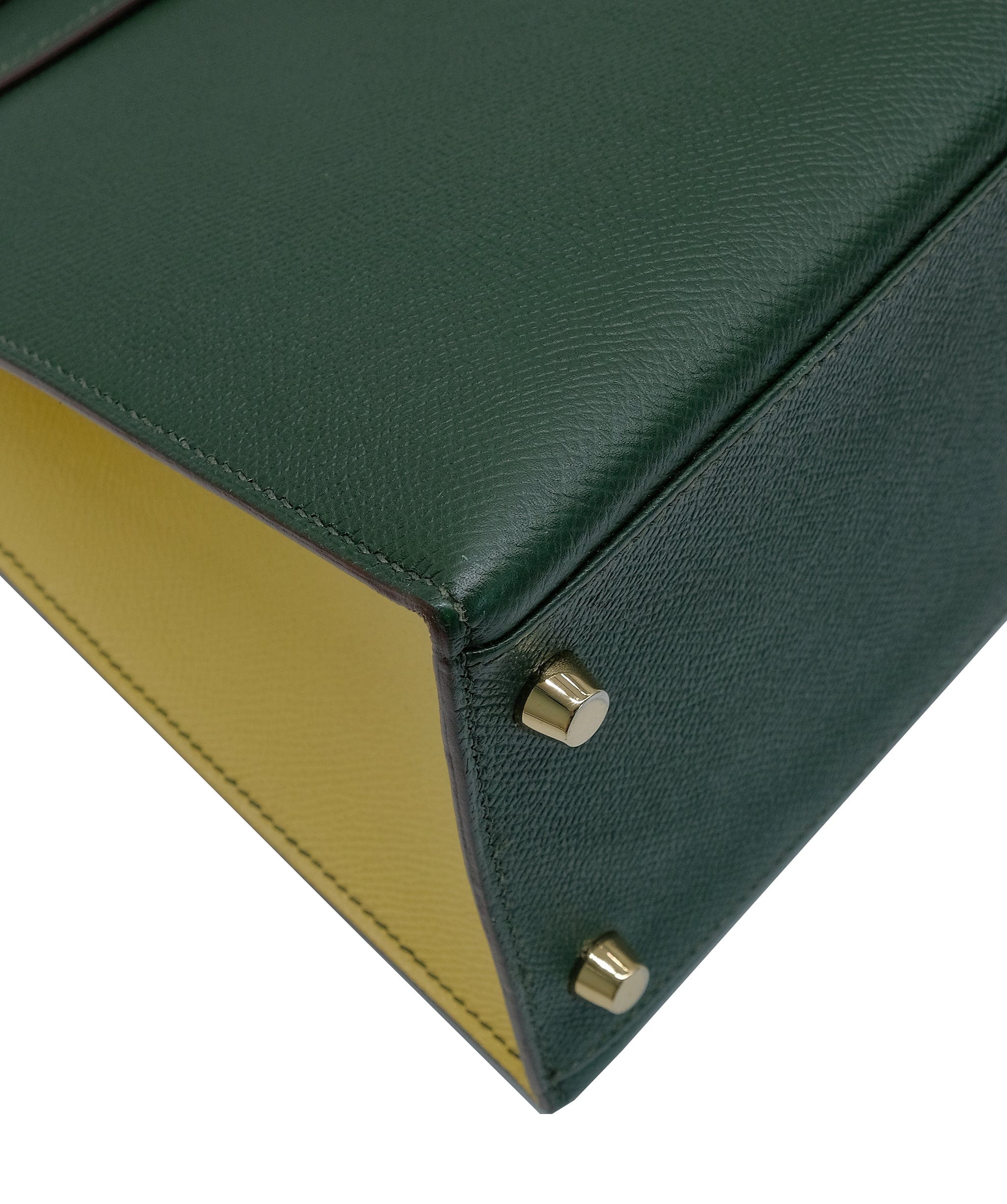 Hermès Hermes Kelly 32 Sellier HSS Vert Anglais / Jaune Poussin Epsom Brushed GHW #T SKC1711