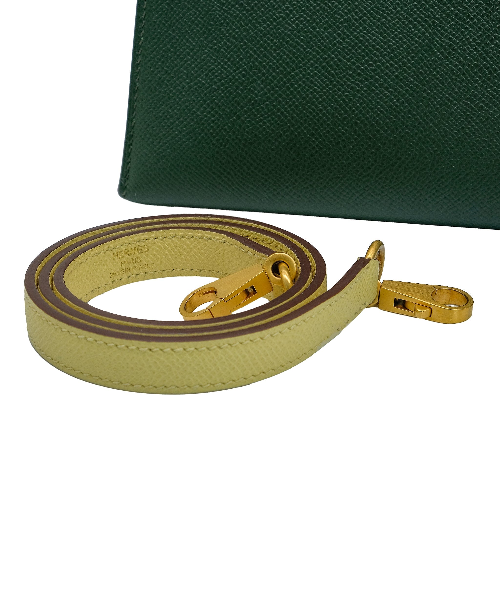 Hermès Hermes Kelly 32 Sellier HSS Vert Anglais / Jaune Poussin Epsom Brushed GHW #T SKC1711