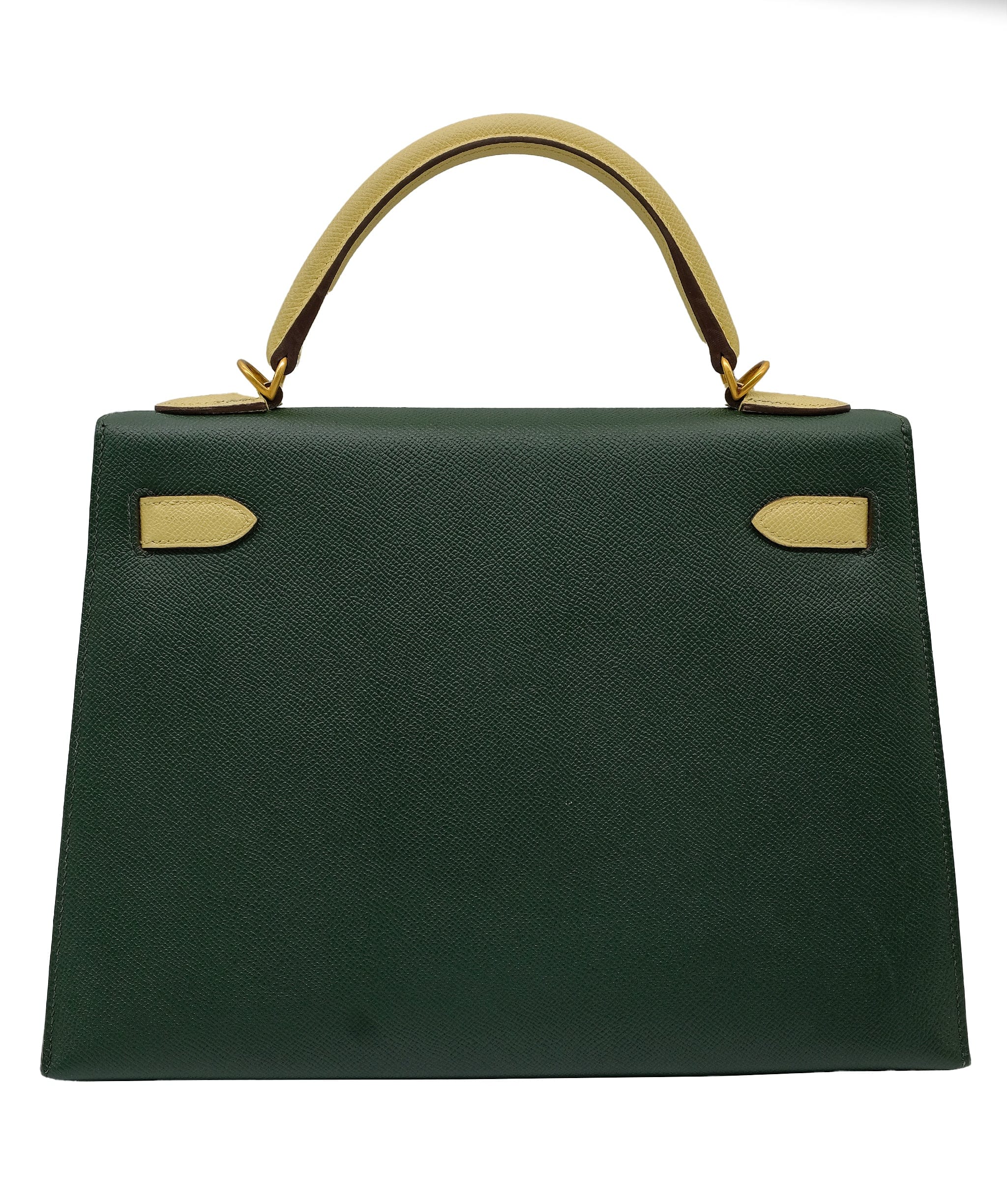 Hermès Hermes Kelly 32 Sellier HSS Vert Anglais / Jaune Poussin Epsom Brushed GHW #T SKC1711