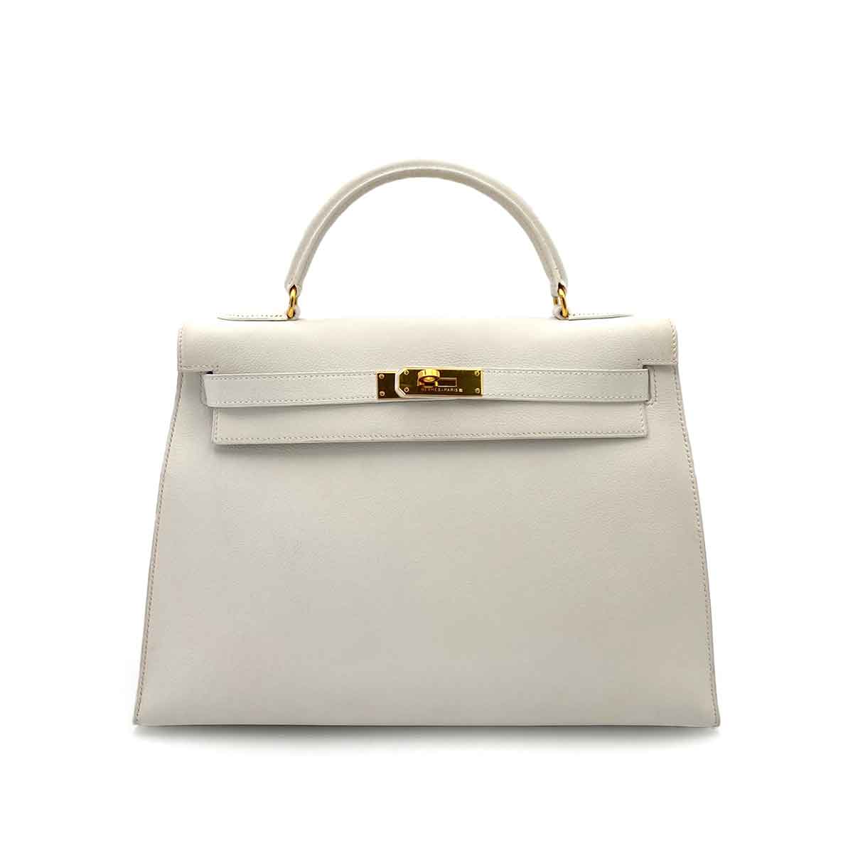 Hermès Hermes Kelly 32 Sellier White Gulliver Hand bag GHW DXBS0119