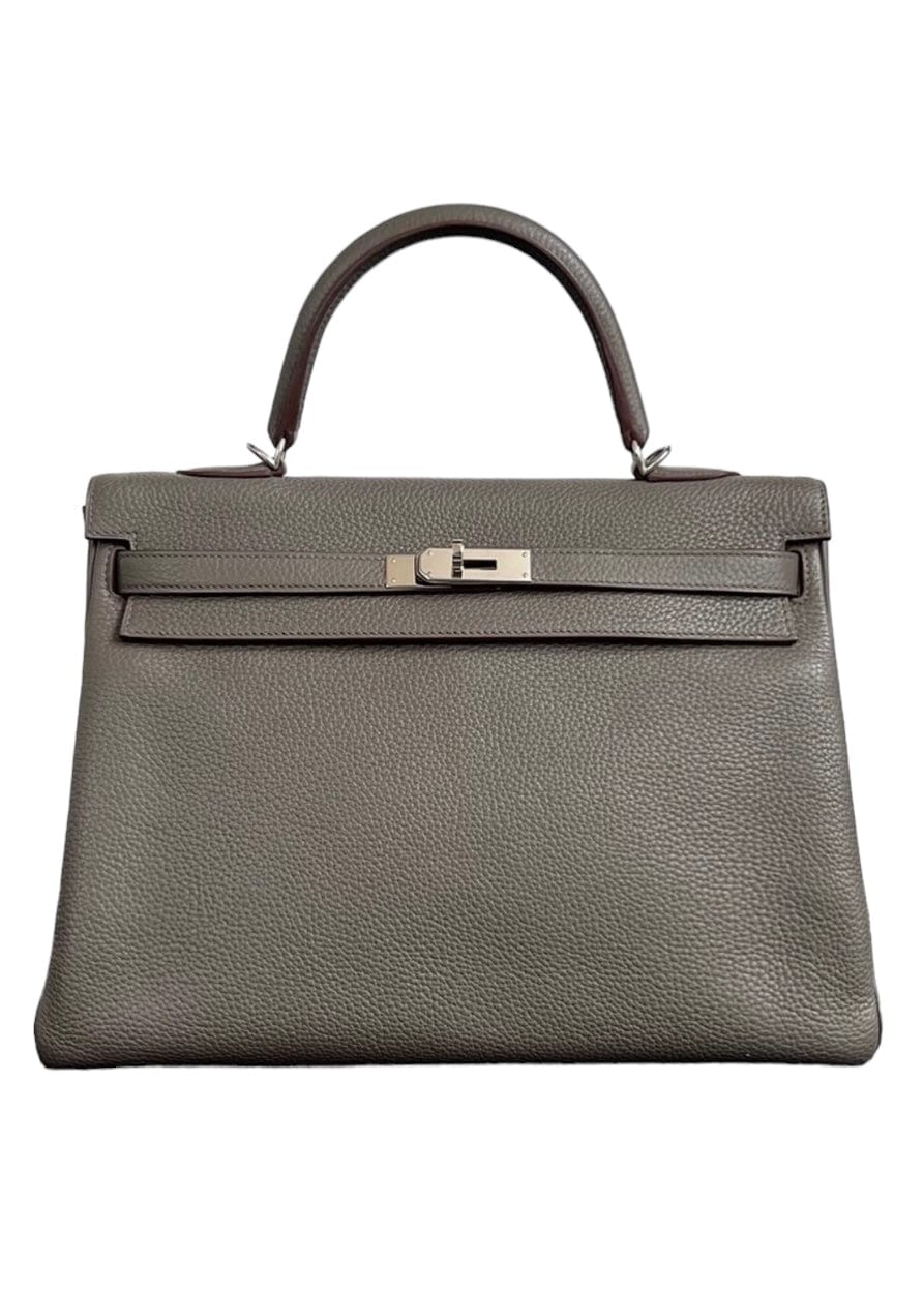 Hermès Hermes Kelly 35 Etain Clemence PHW #Q SKCY008