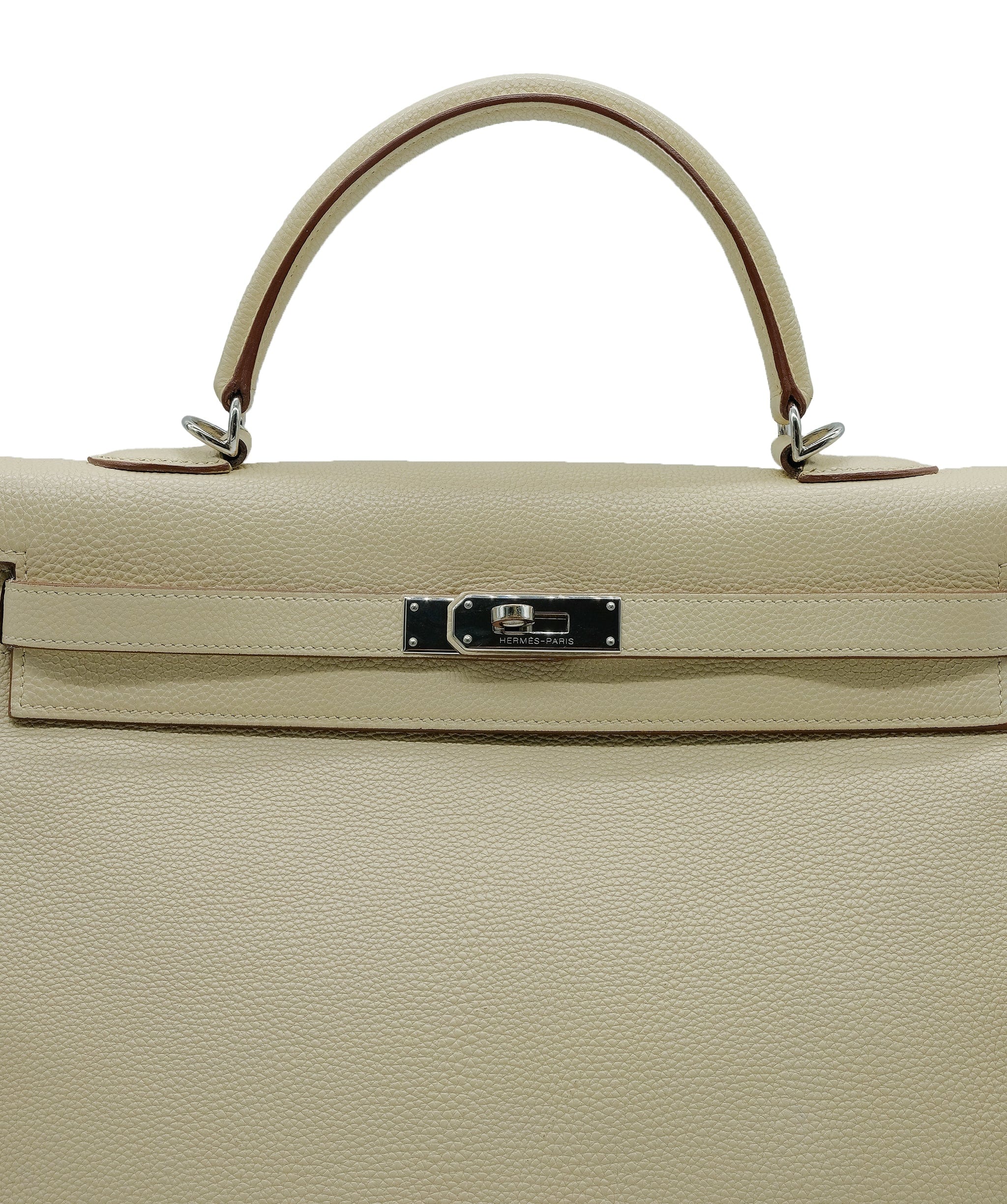 Hermès Hermes Kelly 35 Parchemin Togo Palladium Hardware Stamp K , Year 2007 RJC2879