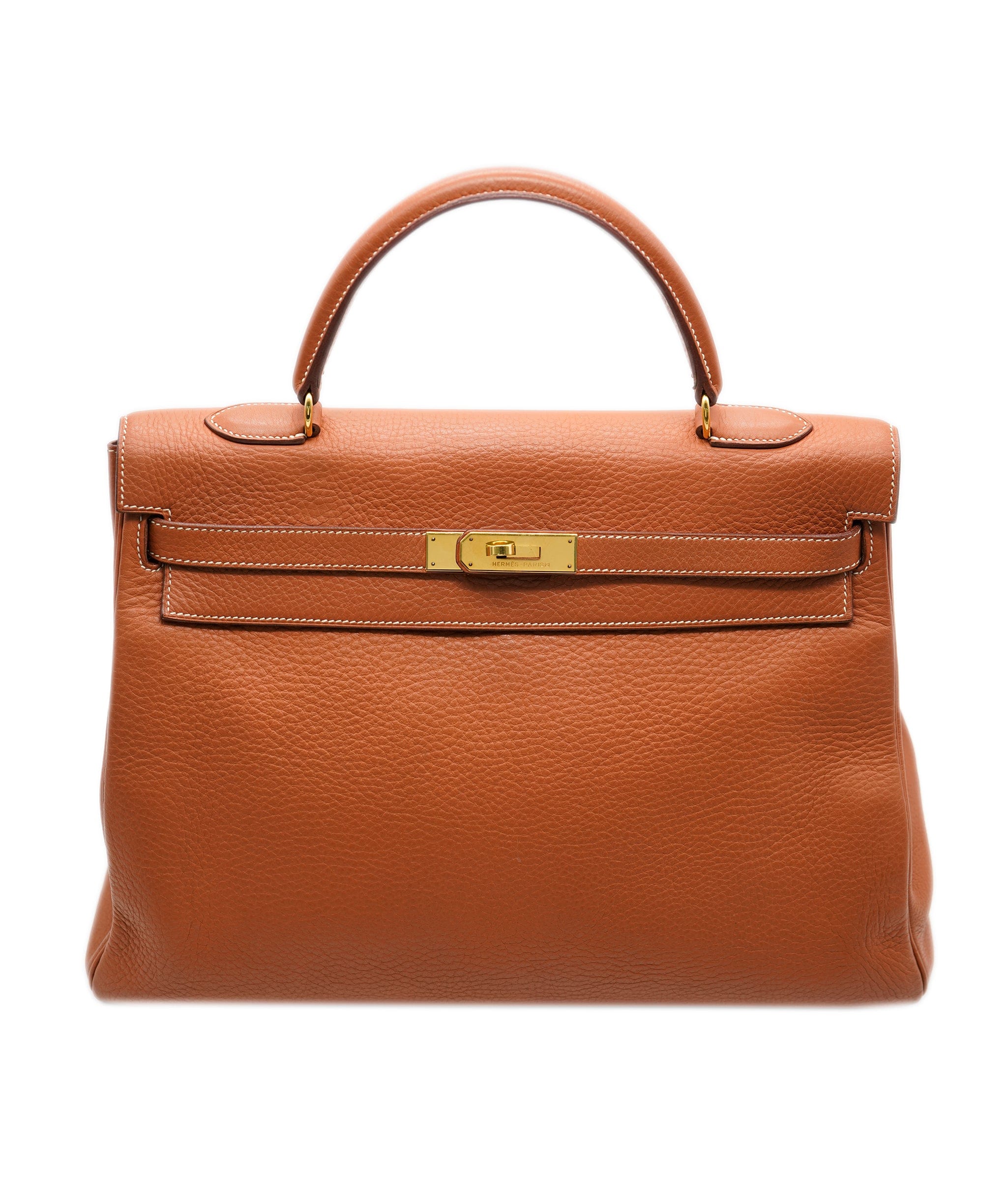 Hermès Hermes Kelly 35 Taurillon Clemence cognac C carved RJL1936