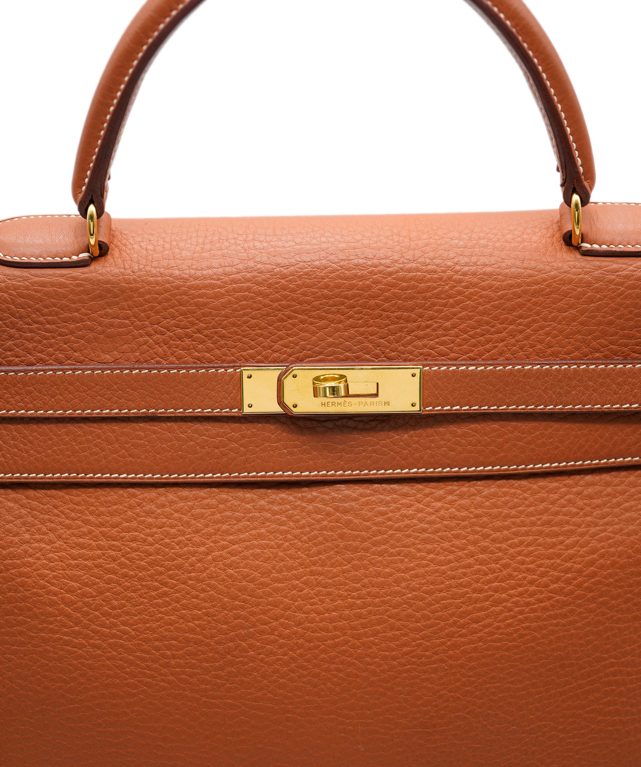 Hermès Hermes Kelly 35 Taurillon Clemence cognac C carved RJL1936