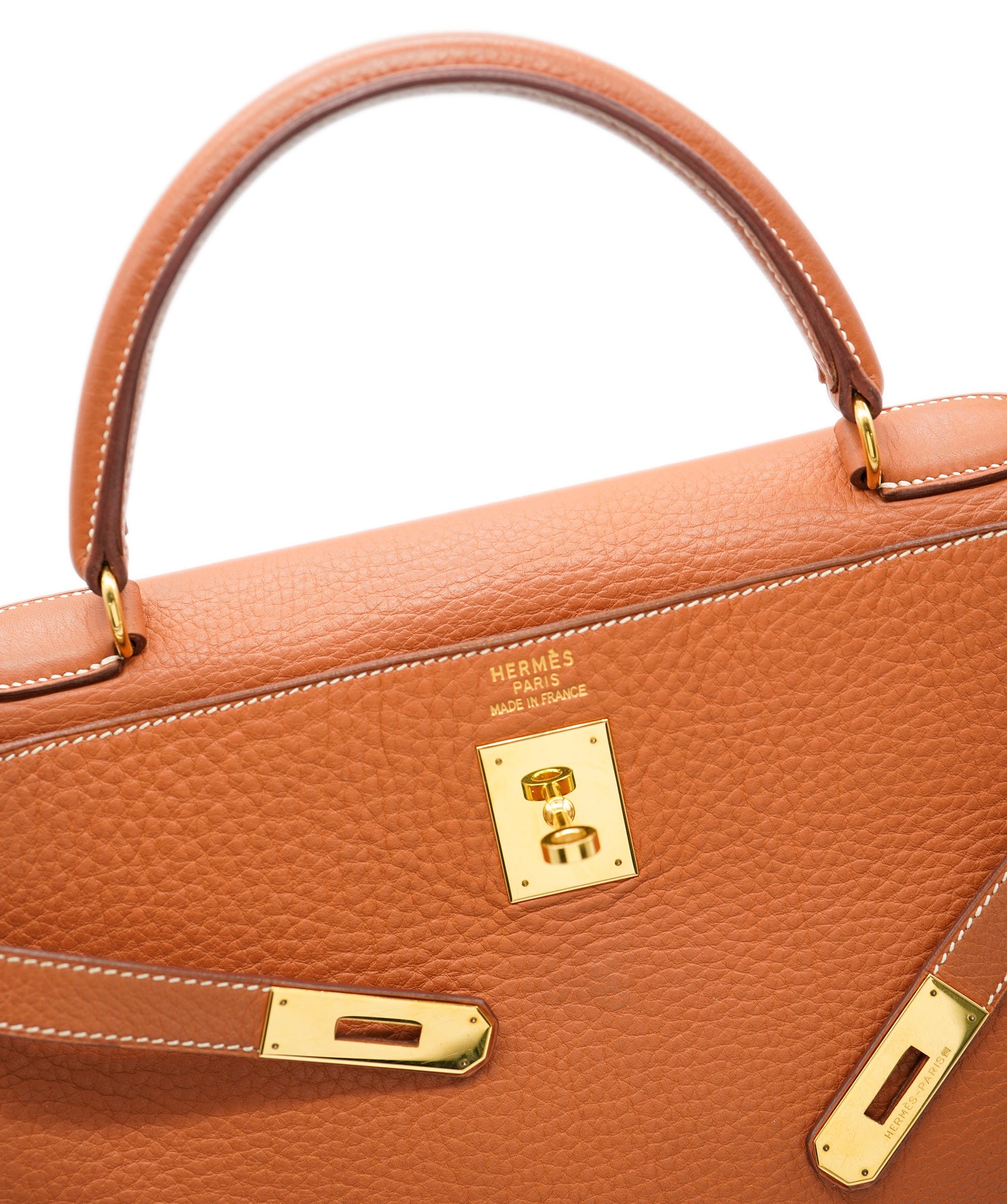 Hermès Hermes Kelly 35 Taurillon Clemence cognac C carved RJL1936