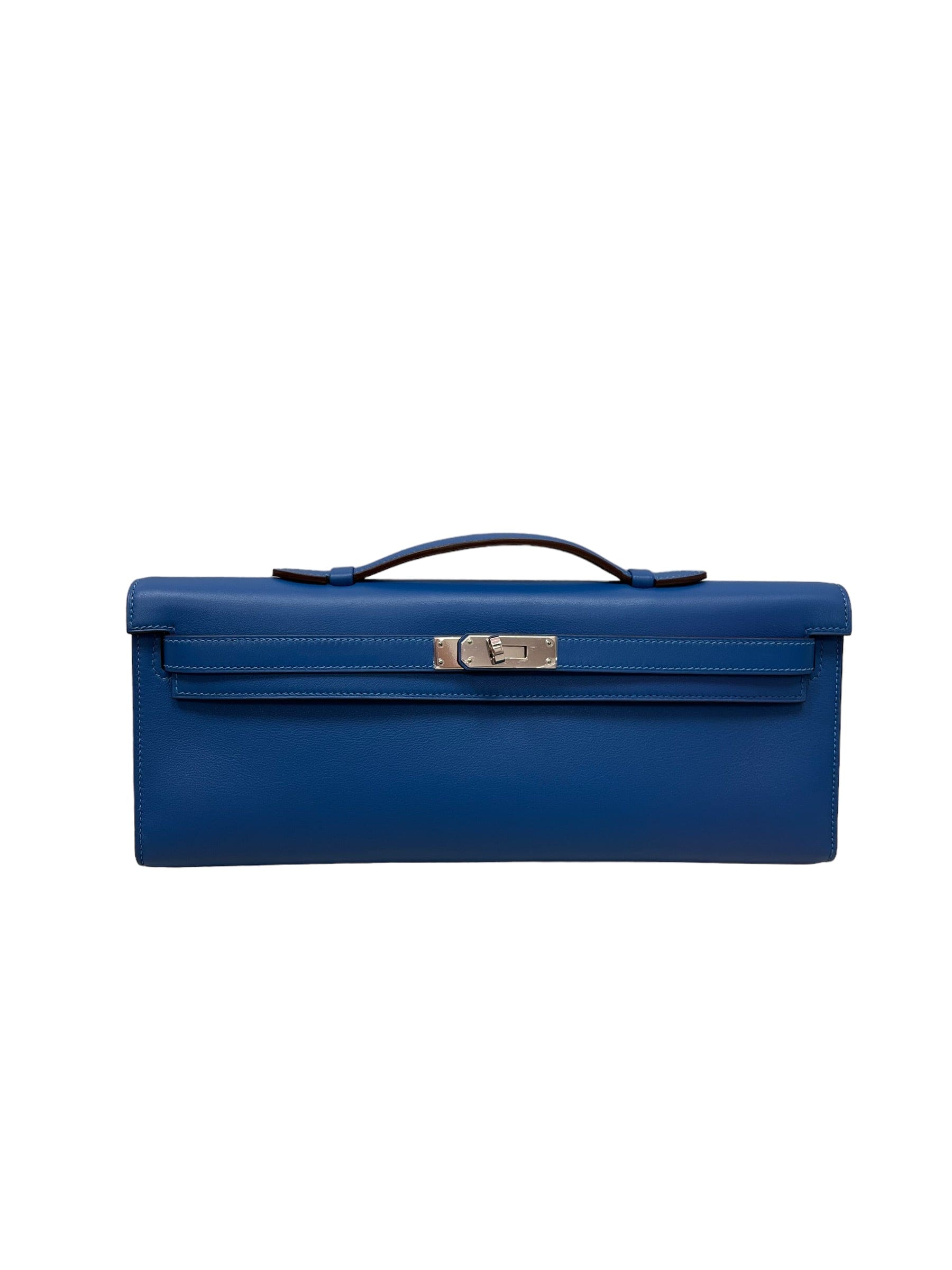 Hermès Hermes Kelly Cut Blue Mykonos Swift PHW #O SKL1665