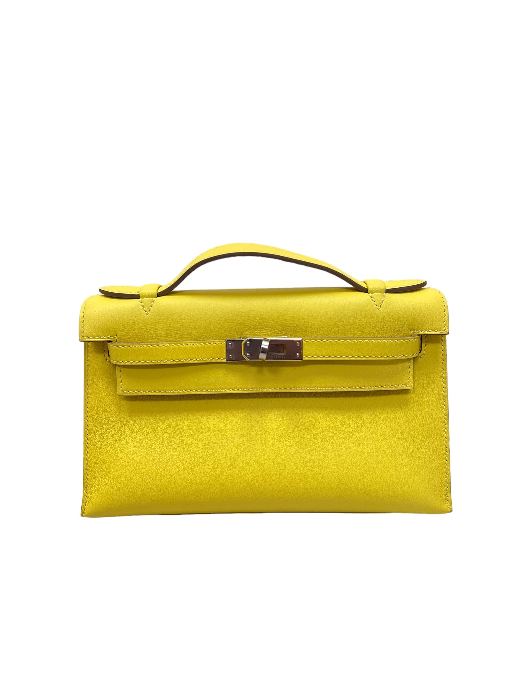 Hermès Hermes Kelly Pohette Lime Swift PHW #Y SKC1713