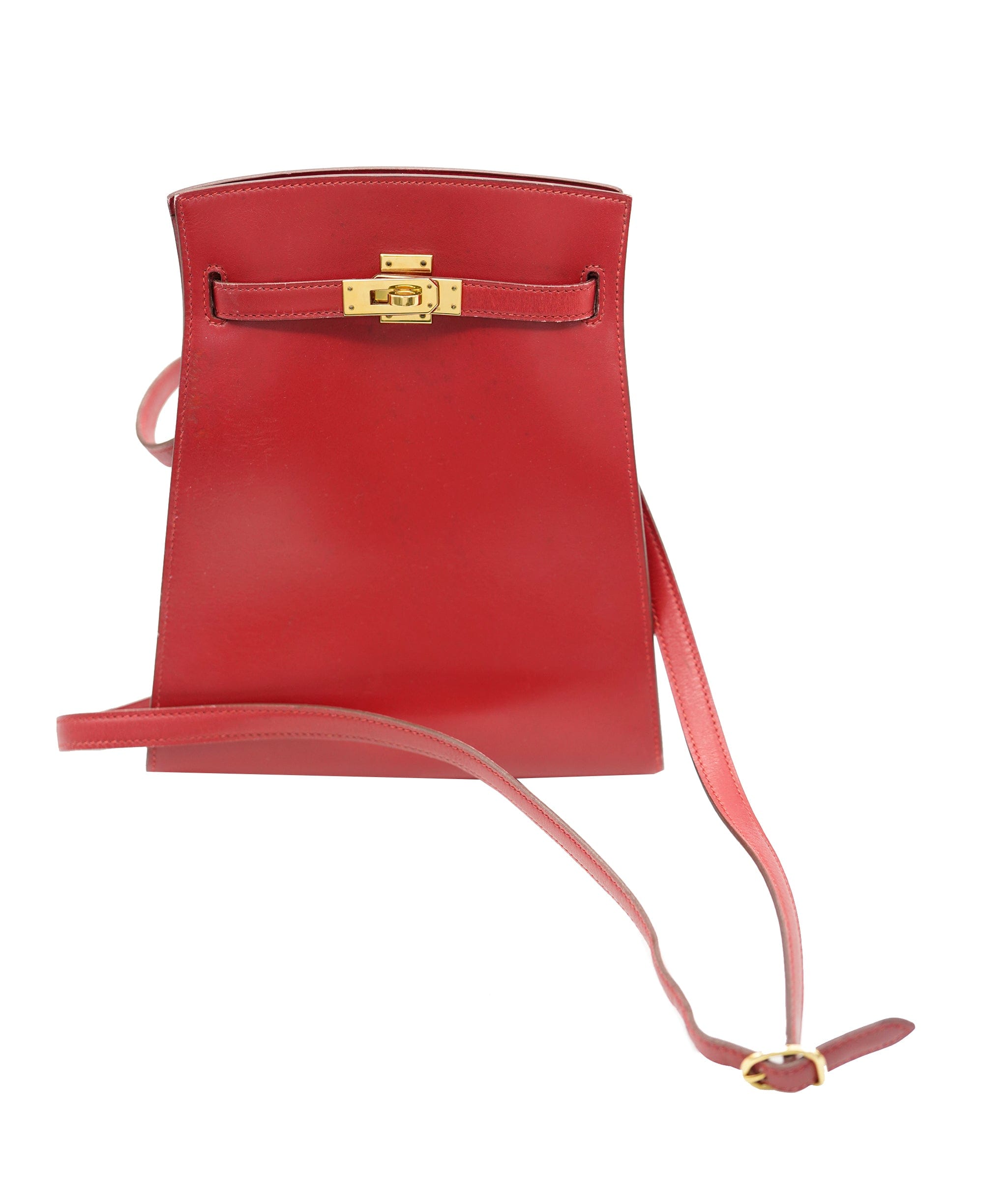 Hermès HERMES Kelly Sport PM Shoulder Bag Box Calf Rouge Vif Purse ALC1973