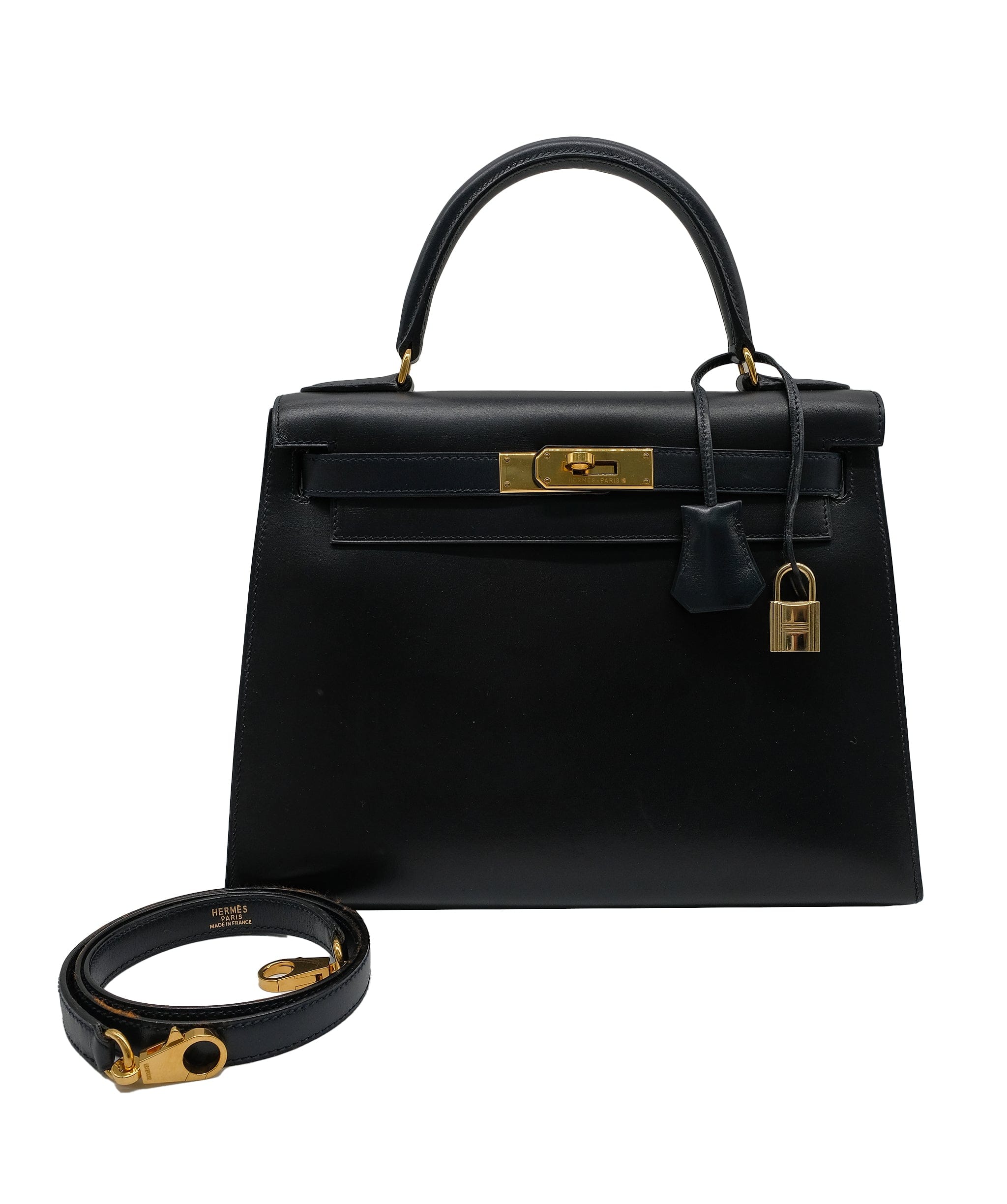 Hermès HERMES Kelly28 boxcalf navy □A ASL10313