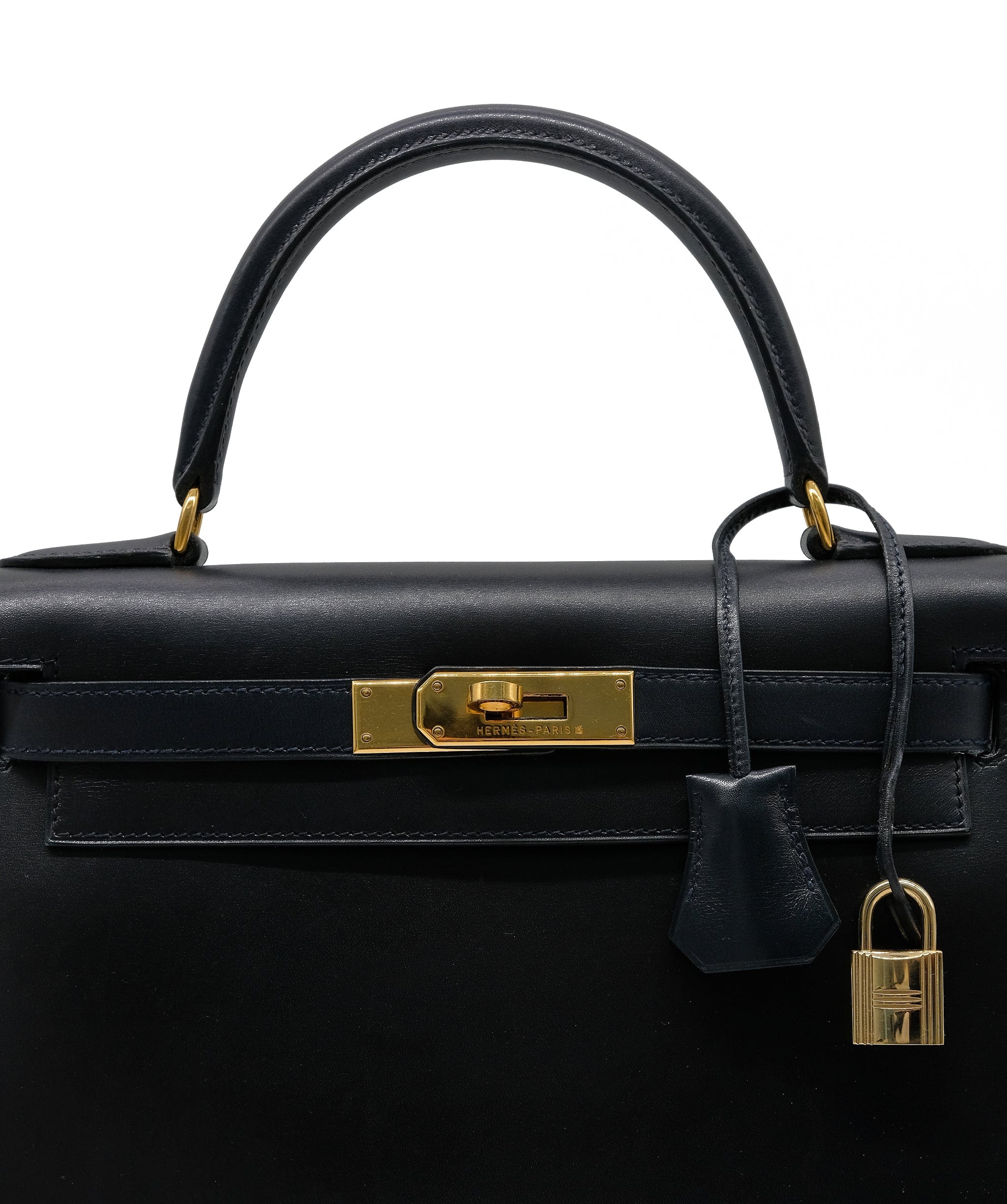 Hermès HERMES Kelly28 boxcalf navy □A ASL10313