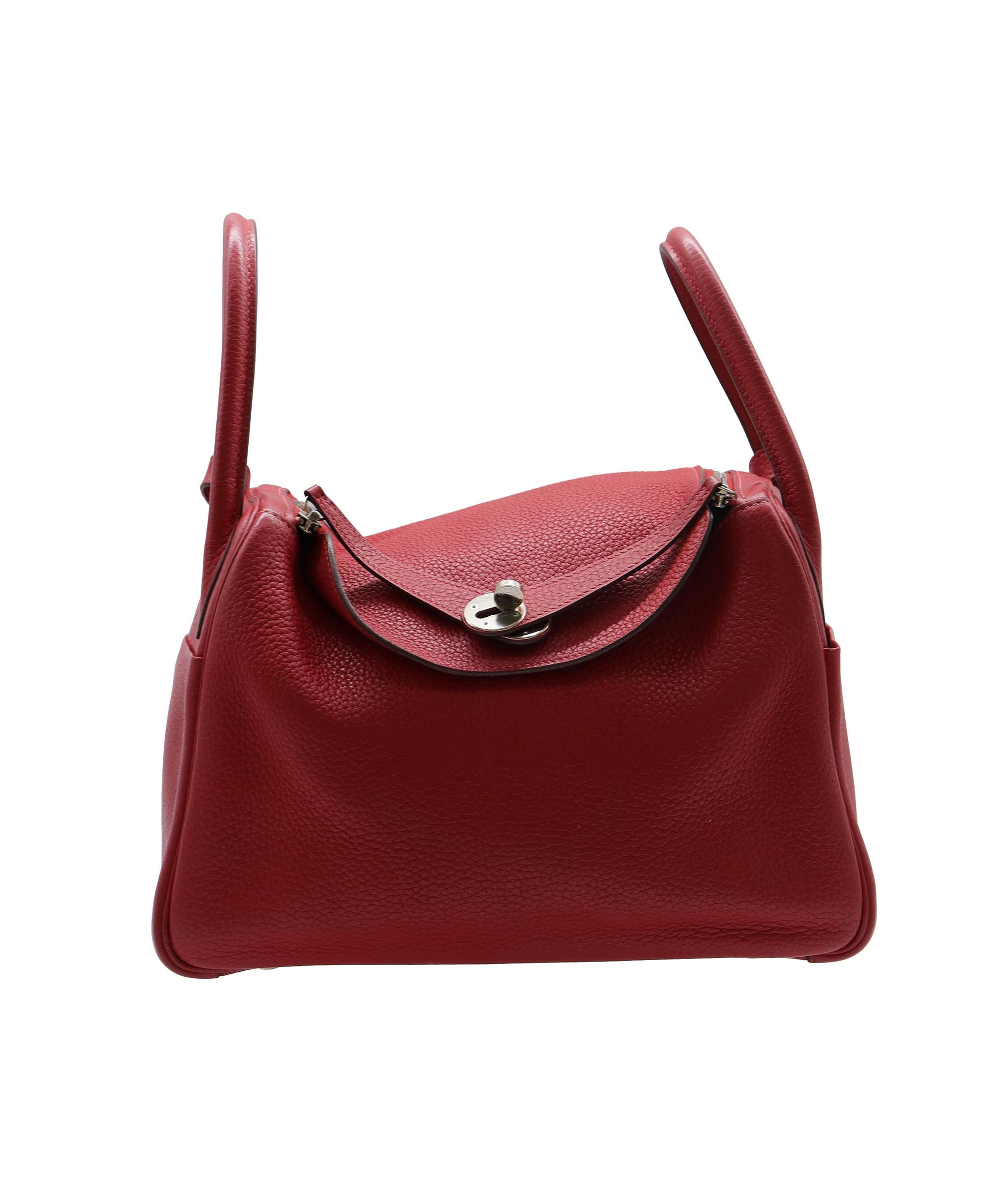 Hermès Hermes Lindy 30 Rouge Clemence PHW #T DXBA0068