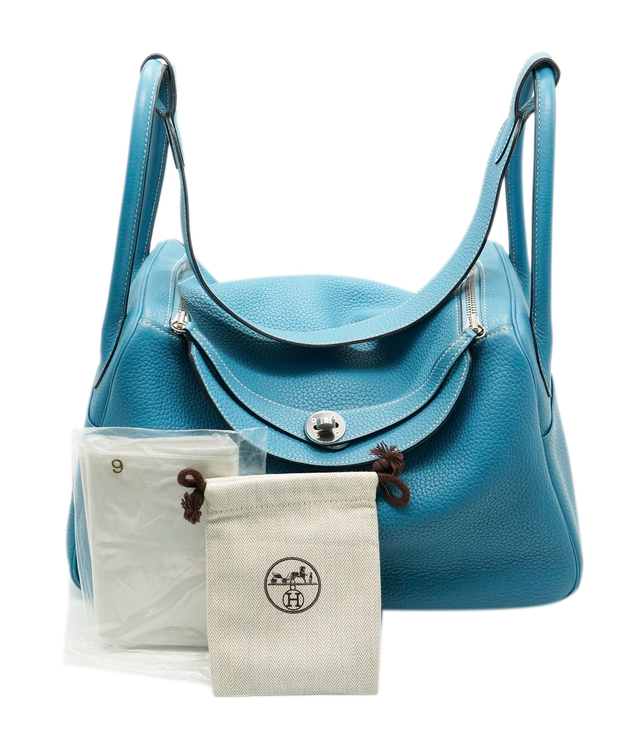 Hermès Hermes Lindy 34 Blue Jean Clemence PHW #R ASL10548