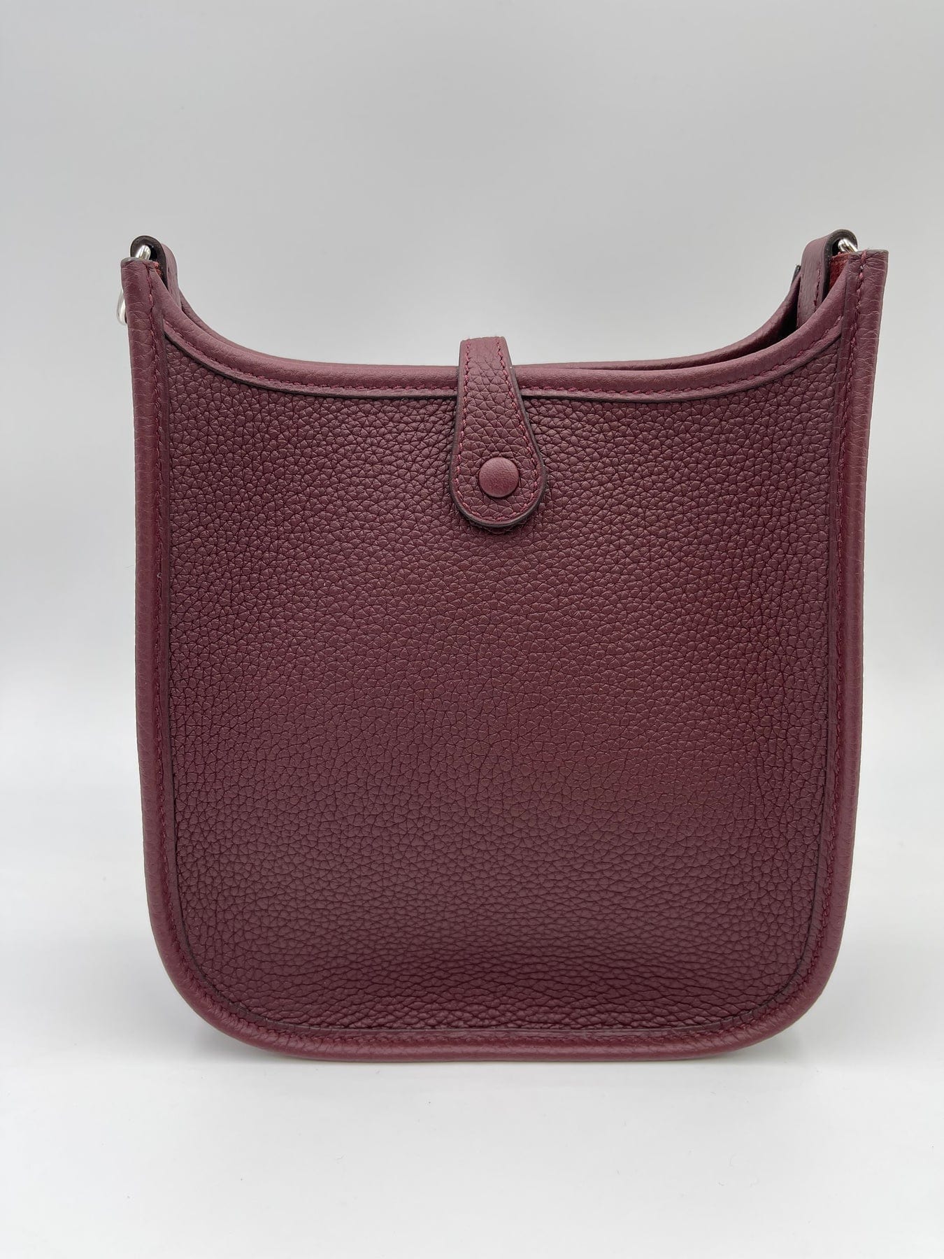 Hermès HERMÈS MINI EVELYN TPM BORDEAUX Clemence Leather with Palladium Hardware