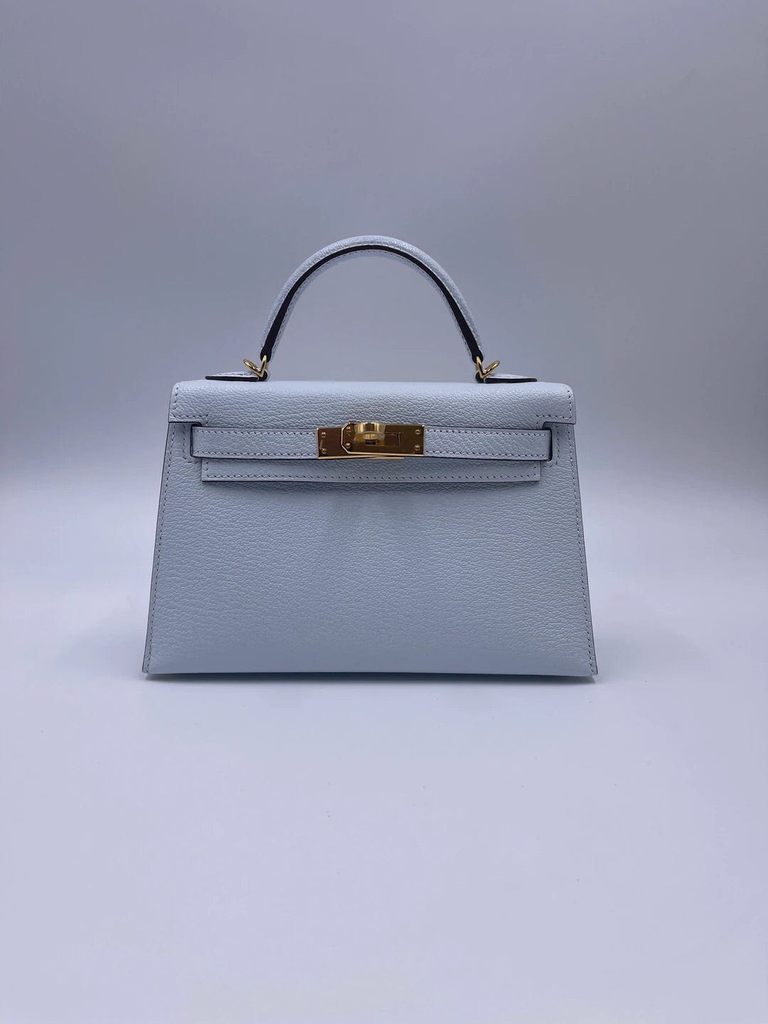 Hermès HERMÈS MINI KELLY II 20CM BLUE BRUME Chèvre Mysore Leather with Gold Hardware