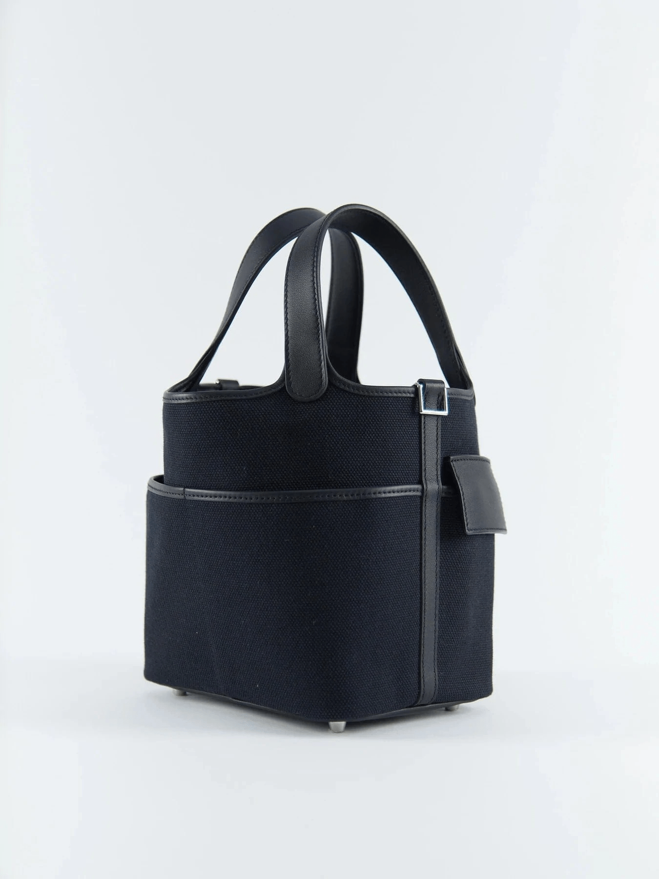 Hermès HERMÈS PICOTIN 18CM "CARGO" BLACK Canvas & Swift Leather with Palladium Hardware