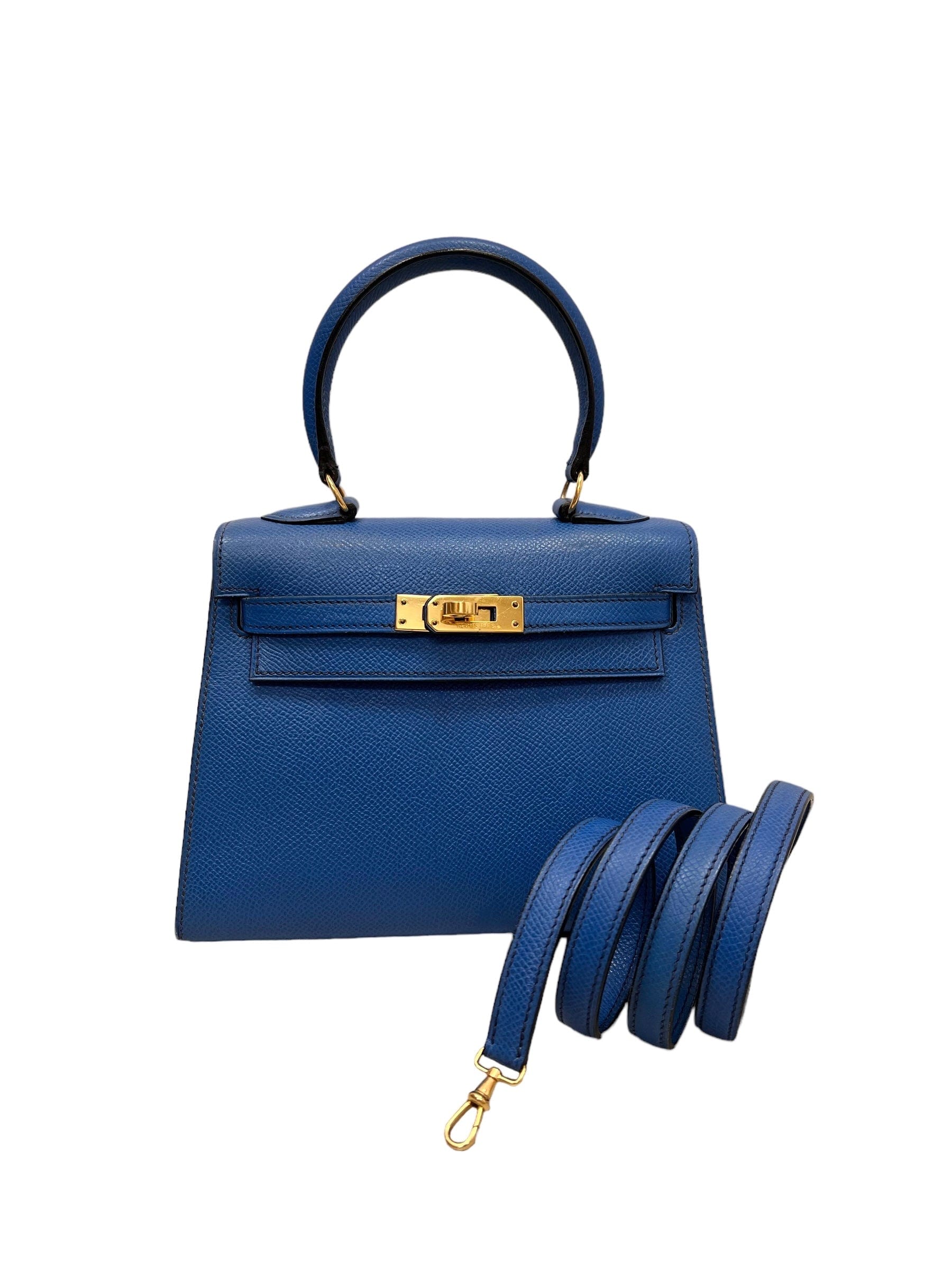 Hermès Hermes Vintage Kelly 20 Blue Frida Courchevel GHW #W SKC1618