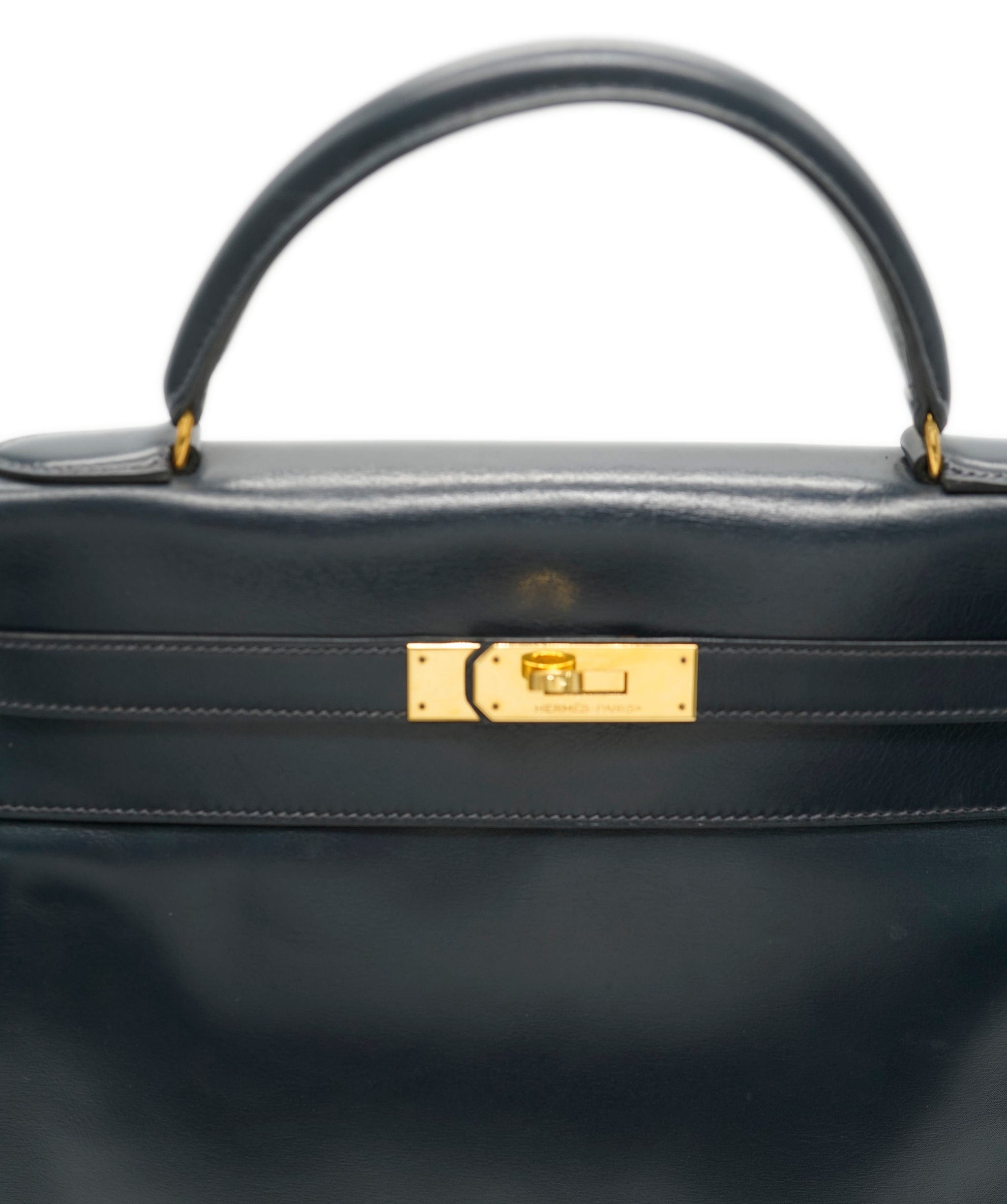 Hermès Hermès Vintage Kelly 32 Retourne Navy Boxcalf GHW #R ASL10534