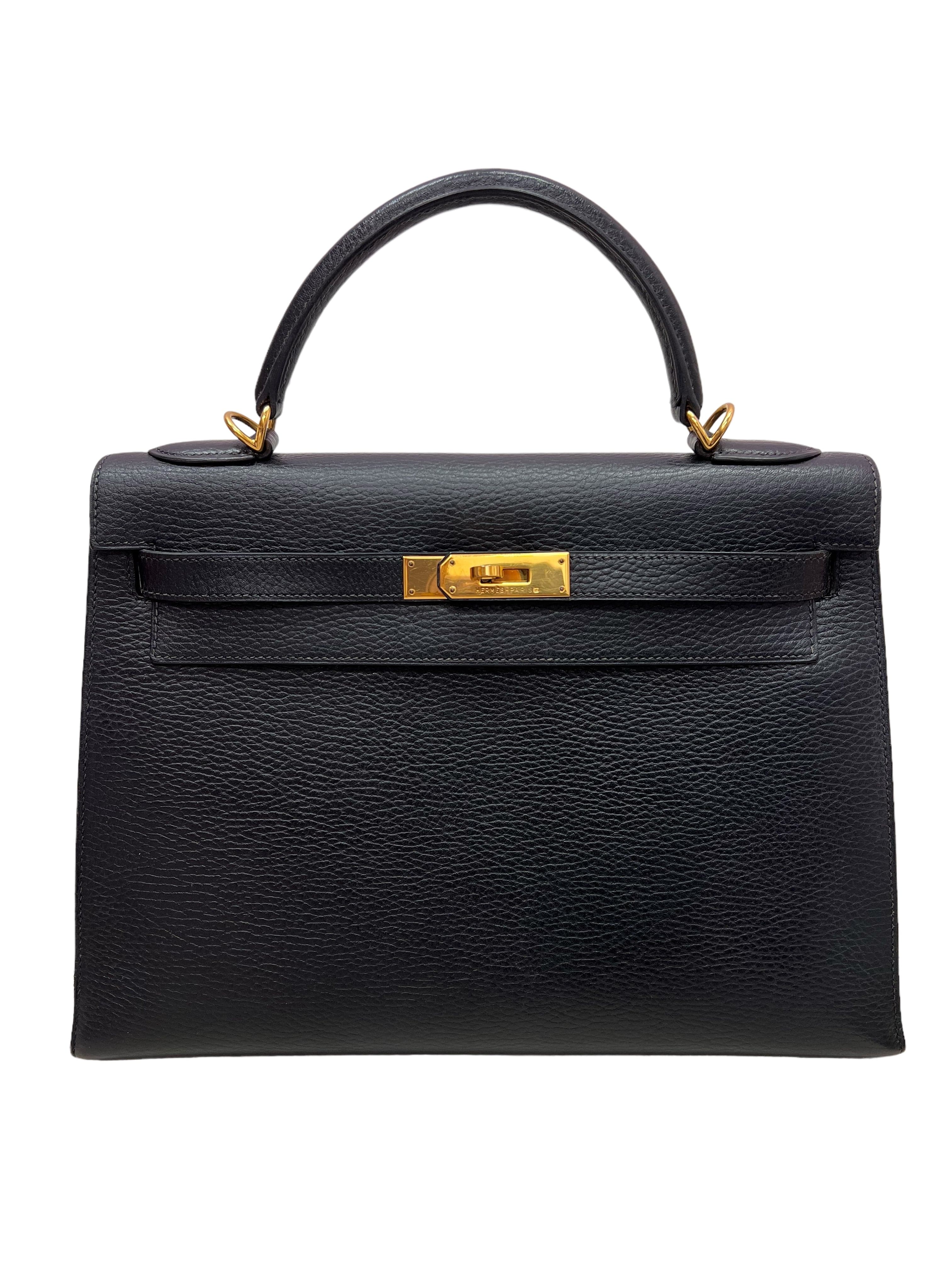 Hermès Hermès Vintage Kelly 32 Sellier Black Ardennes GHW #E SKTR1006