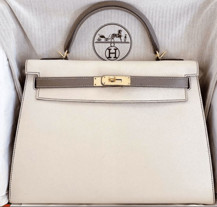 Hermès Preloved HSS Kelly 32 Sellier Craie/ Etoupe Epsom Brushed GHW A Stamp ASC4277