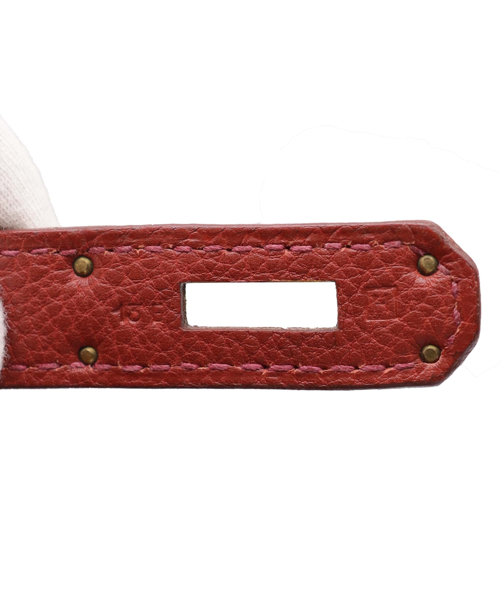 Hermès Sold xxxxxxx HERMES BIRKIN 35 BRICK TOGO HAND BAG 2004 SQUARE H GOLD HARDWARE 90311047 DXBS6092o